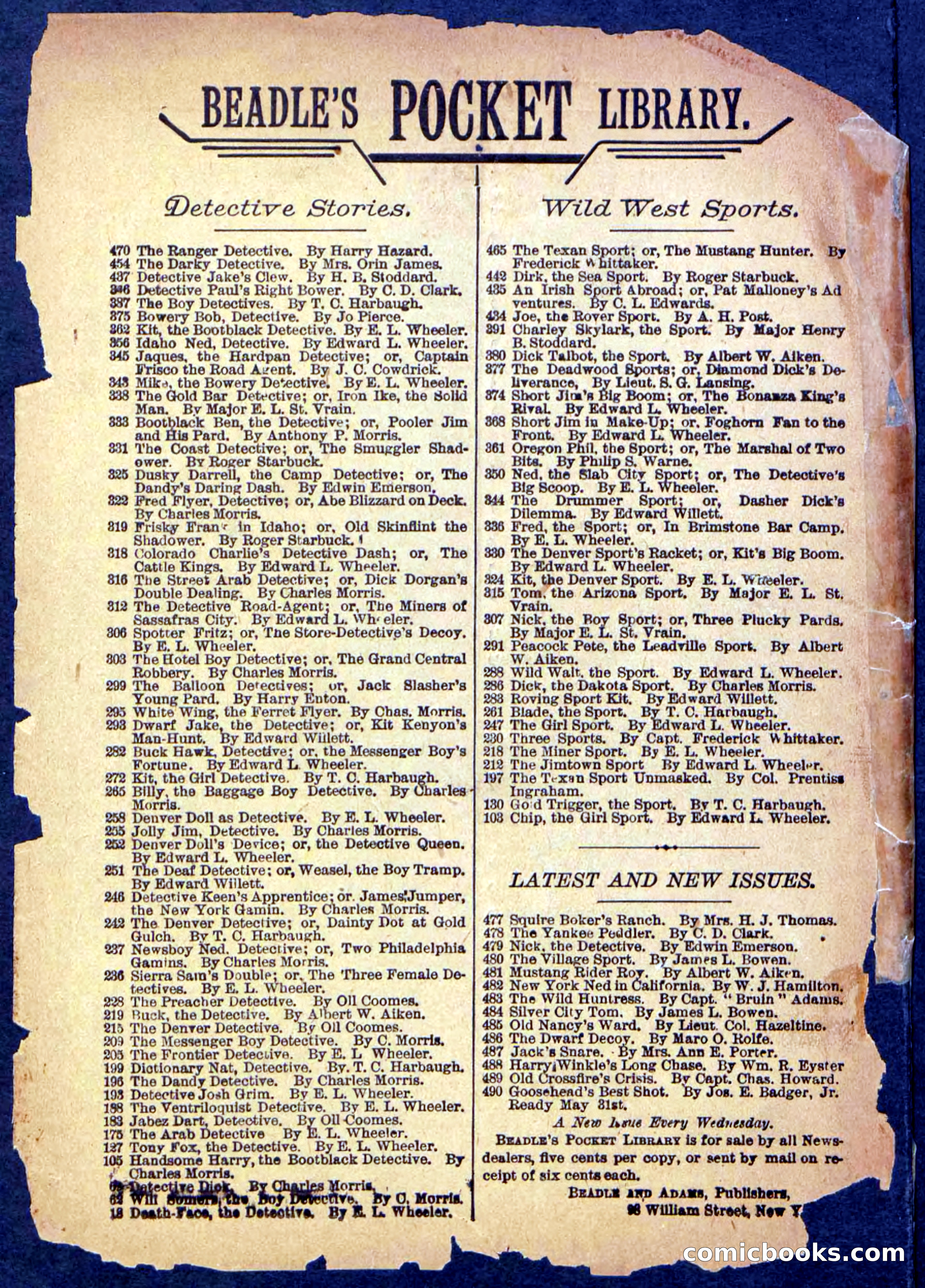 Beadle's Pocket Library No. 489: Old Crossfire's Crisis — page 32 of 32