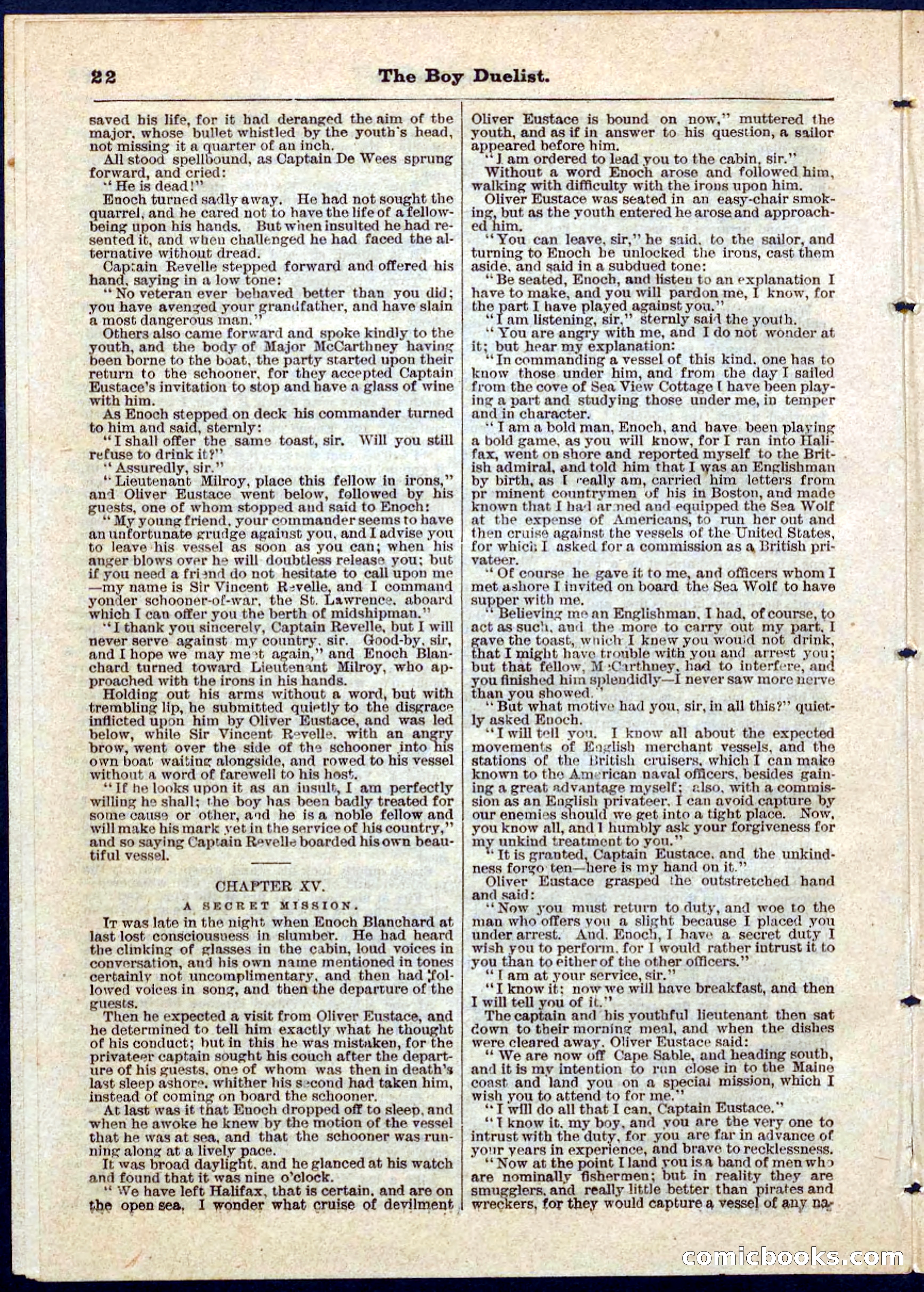 The Boy Duellist; Or, The Cruise of the Sea Wolf — page 22 of 32
