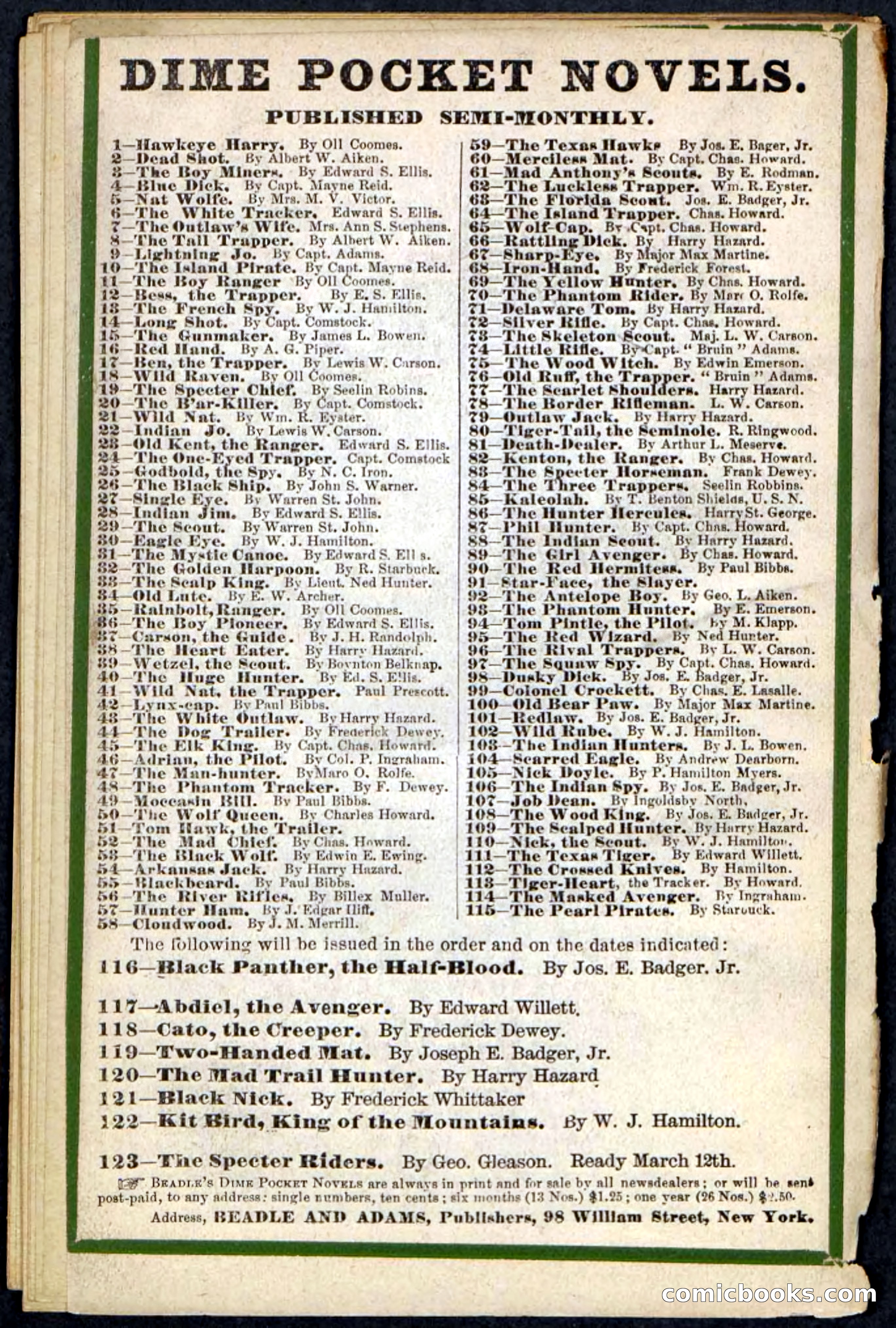 Kit Bird, Beadle's Pocket Novels No. 122 — page 100 of 100