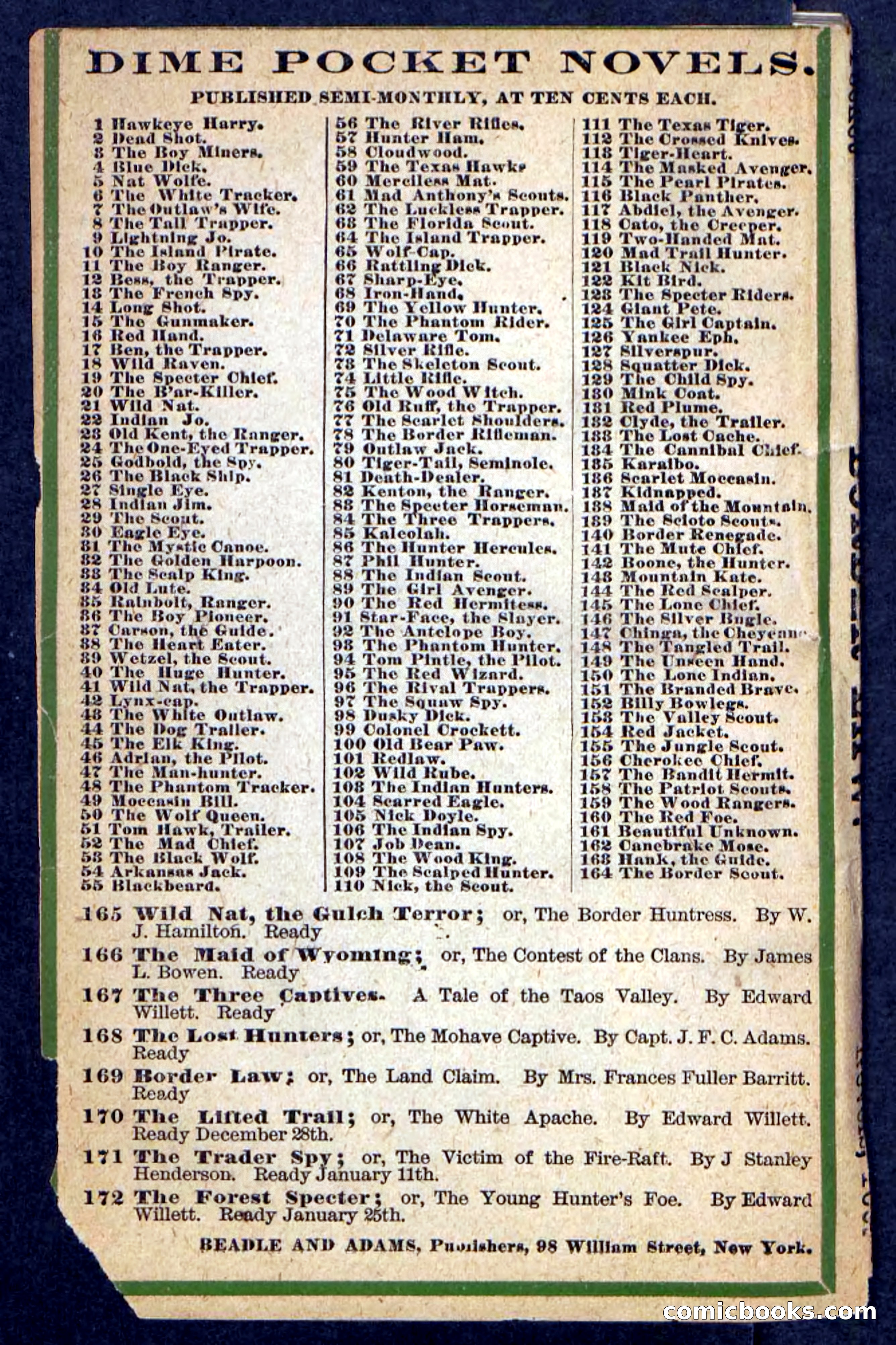 Beadle's Pocket Novels: Border Law — page 98 of 98