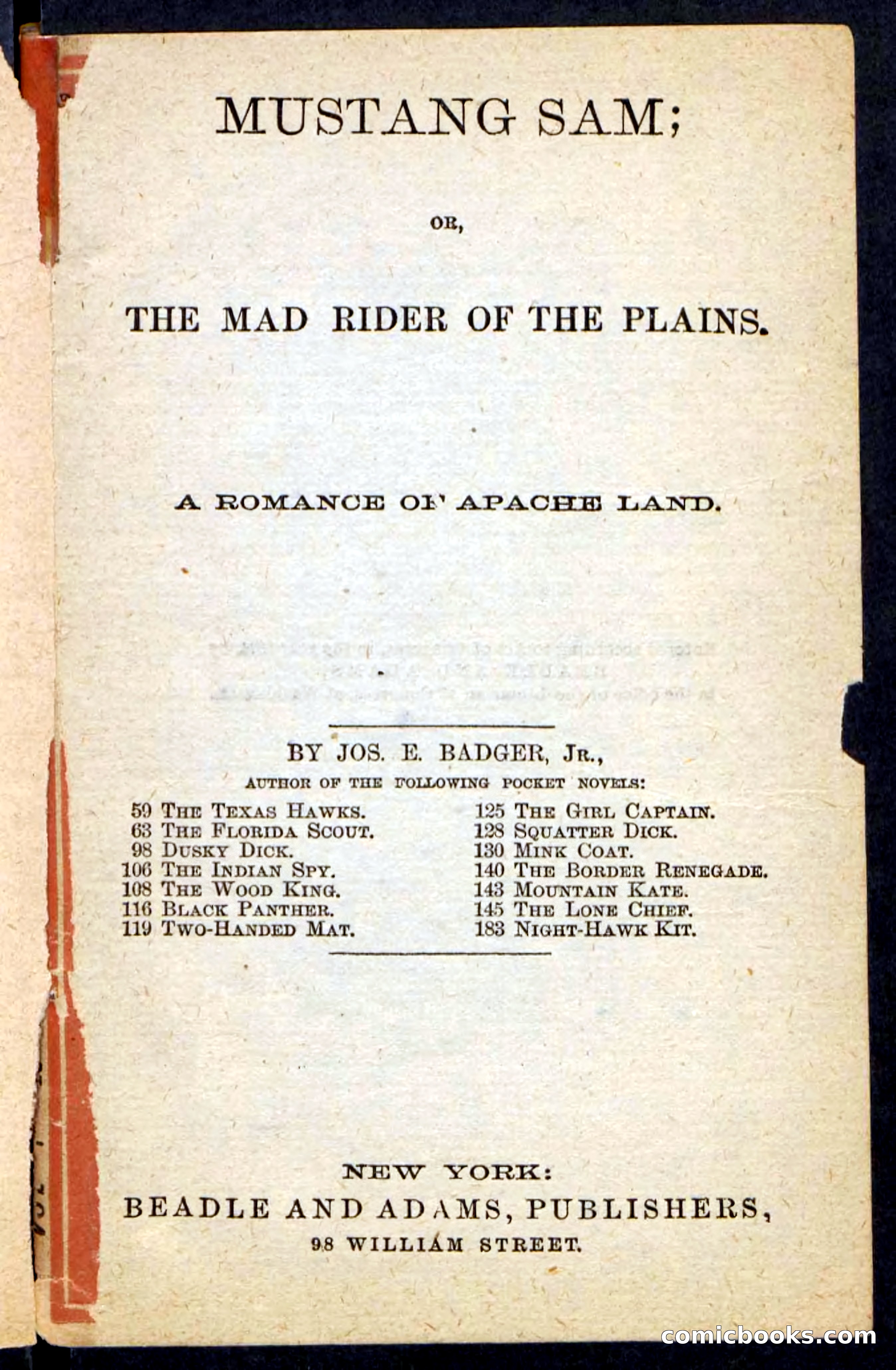 Beadle's Pocket Novels No. 184: Mustang Sam — page 3 of 100