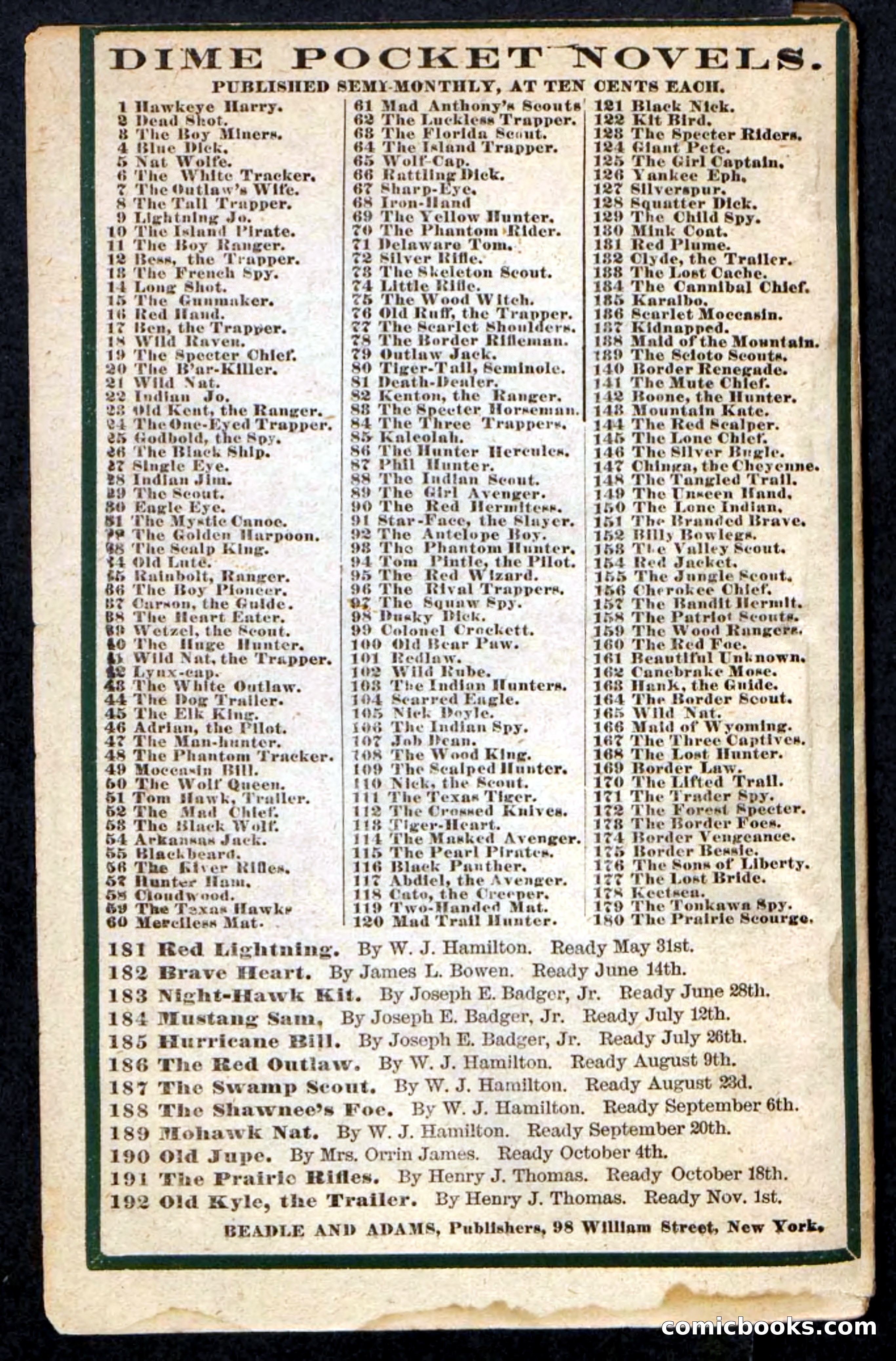 Beadle's Pocket Novels No. 190: Old Jupe — page 100 of 100