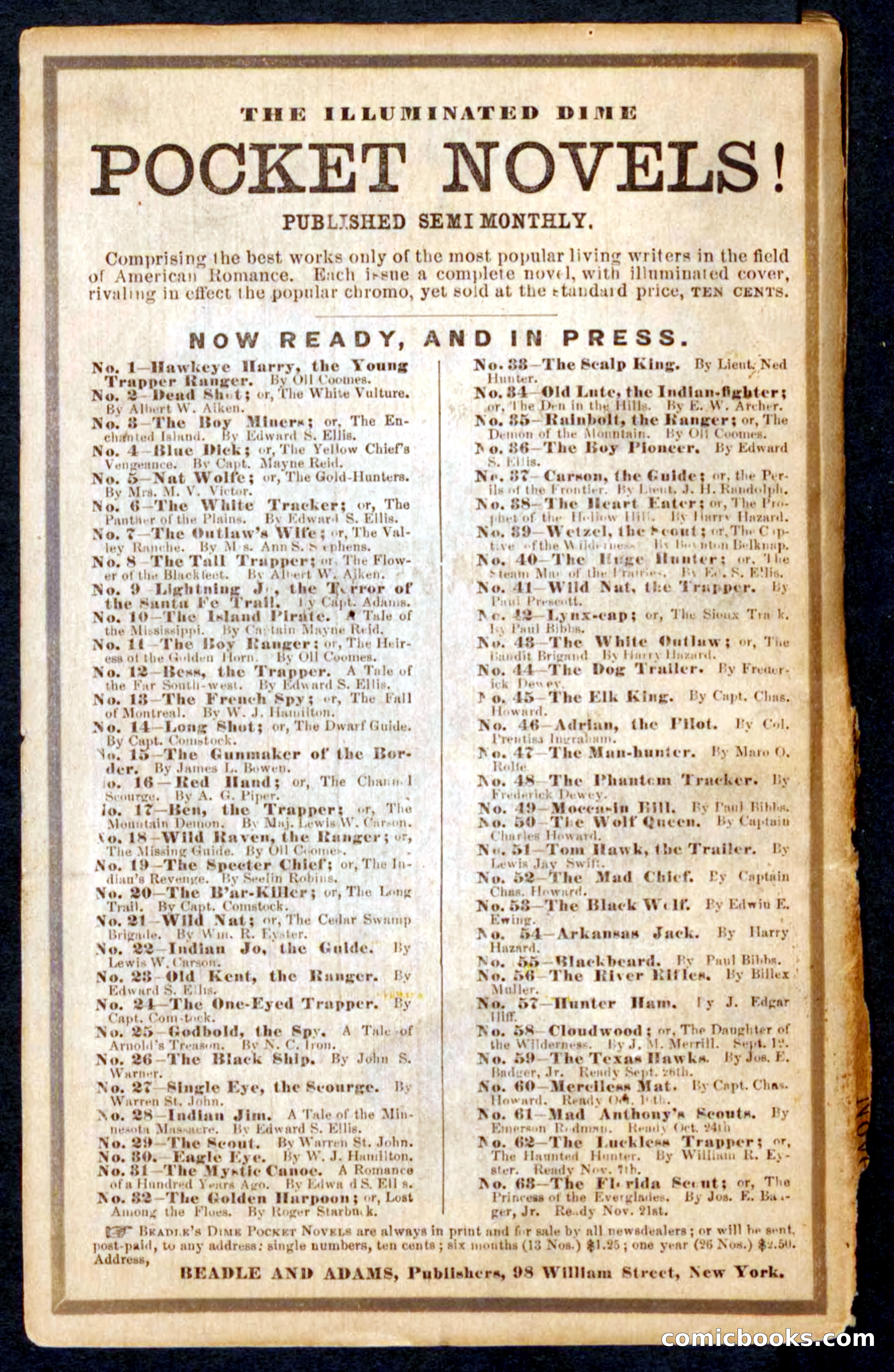 Beadle's Pocket Novels No. 57: Hunter Ham — page 100 of 100