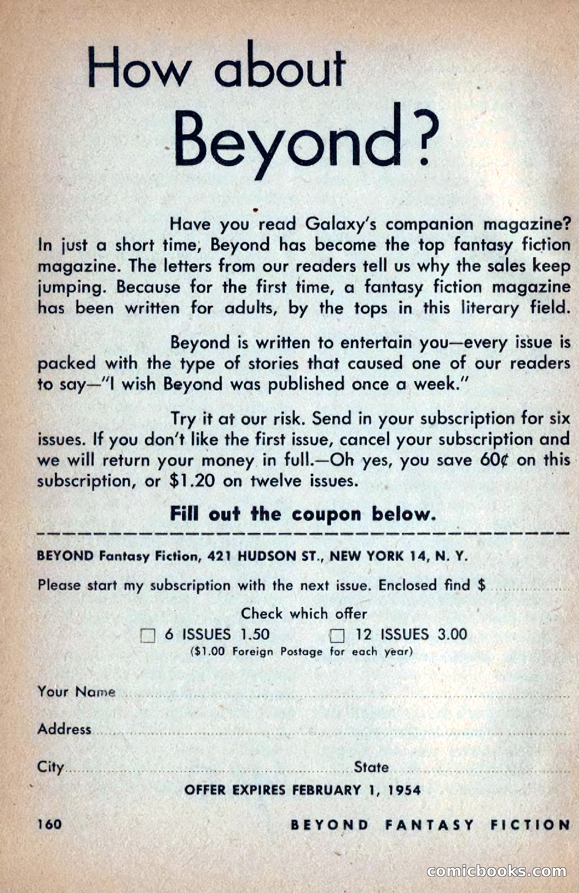 Beyond Fantasy Fiction, Vol. 1, No. 4 — page 163 of 164