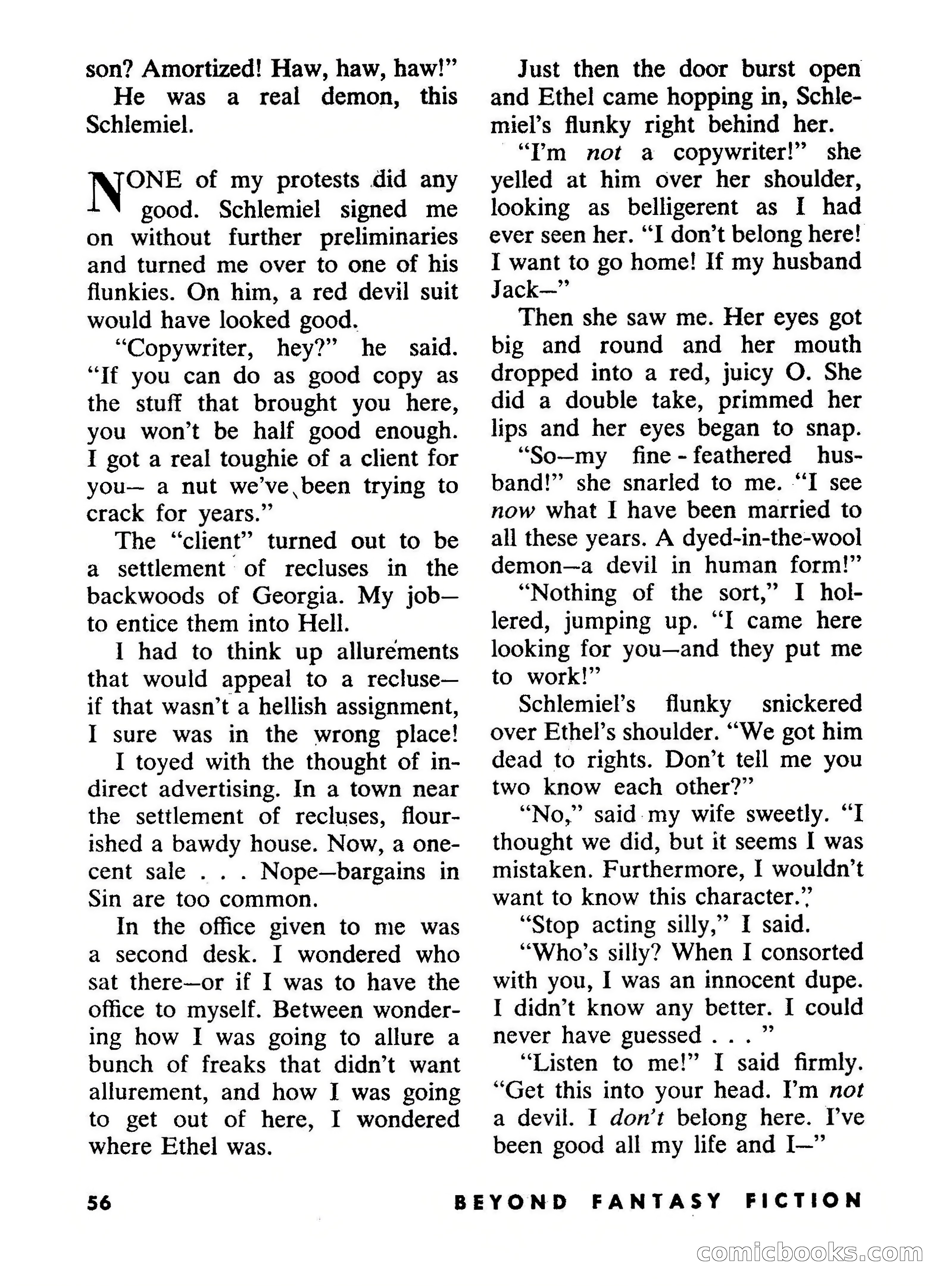 Beyond Fantasy Fiction, September 1954 — page 58 of 132