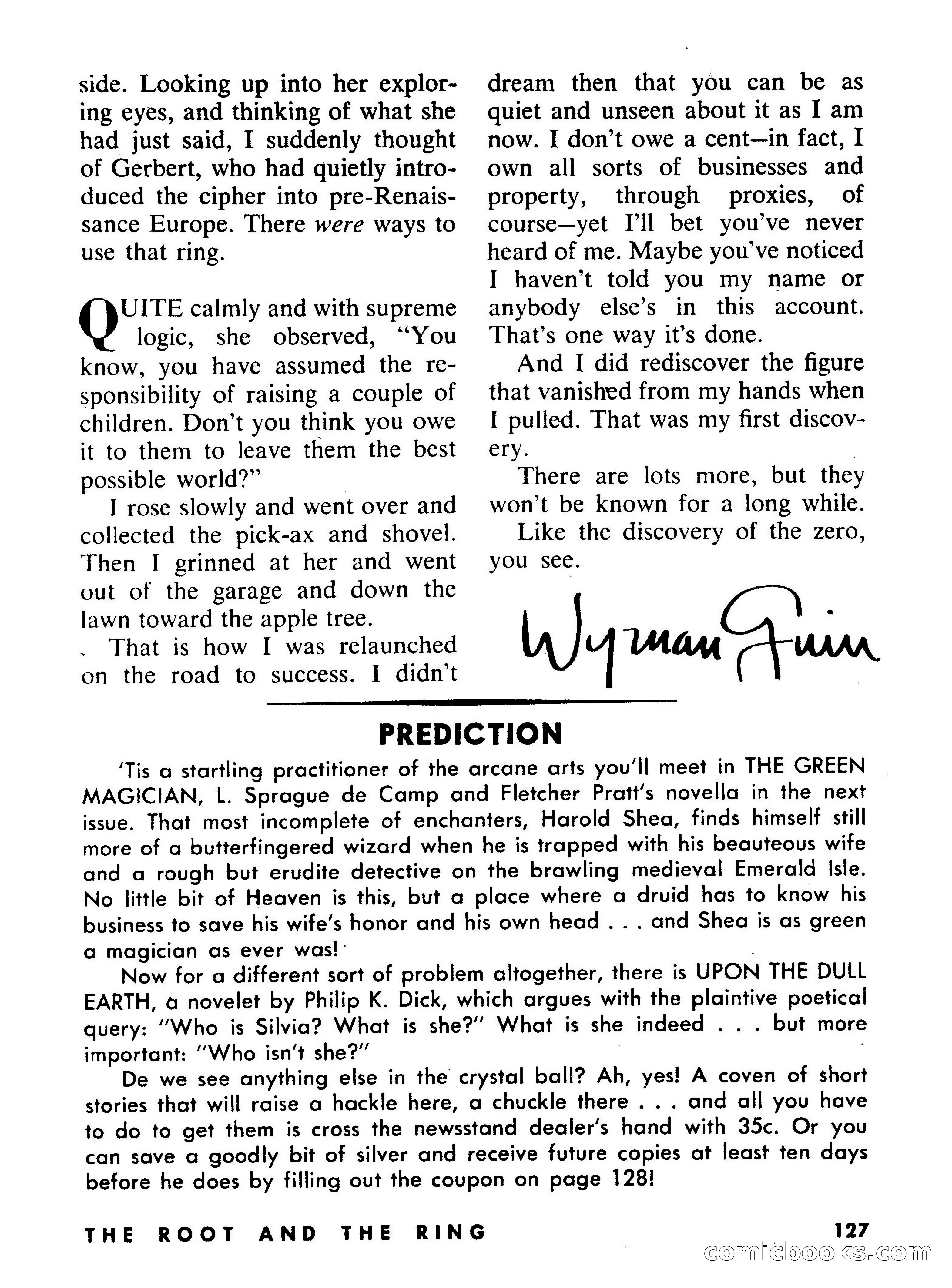 Beyond Fantasy Fiction, September 1954 — page 129 of 132