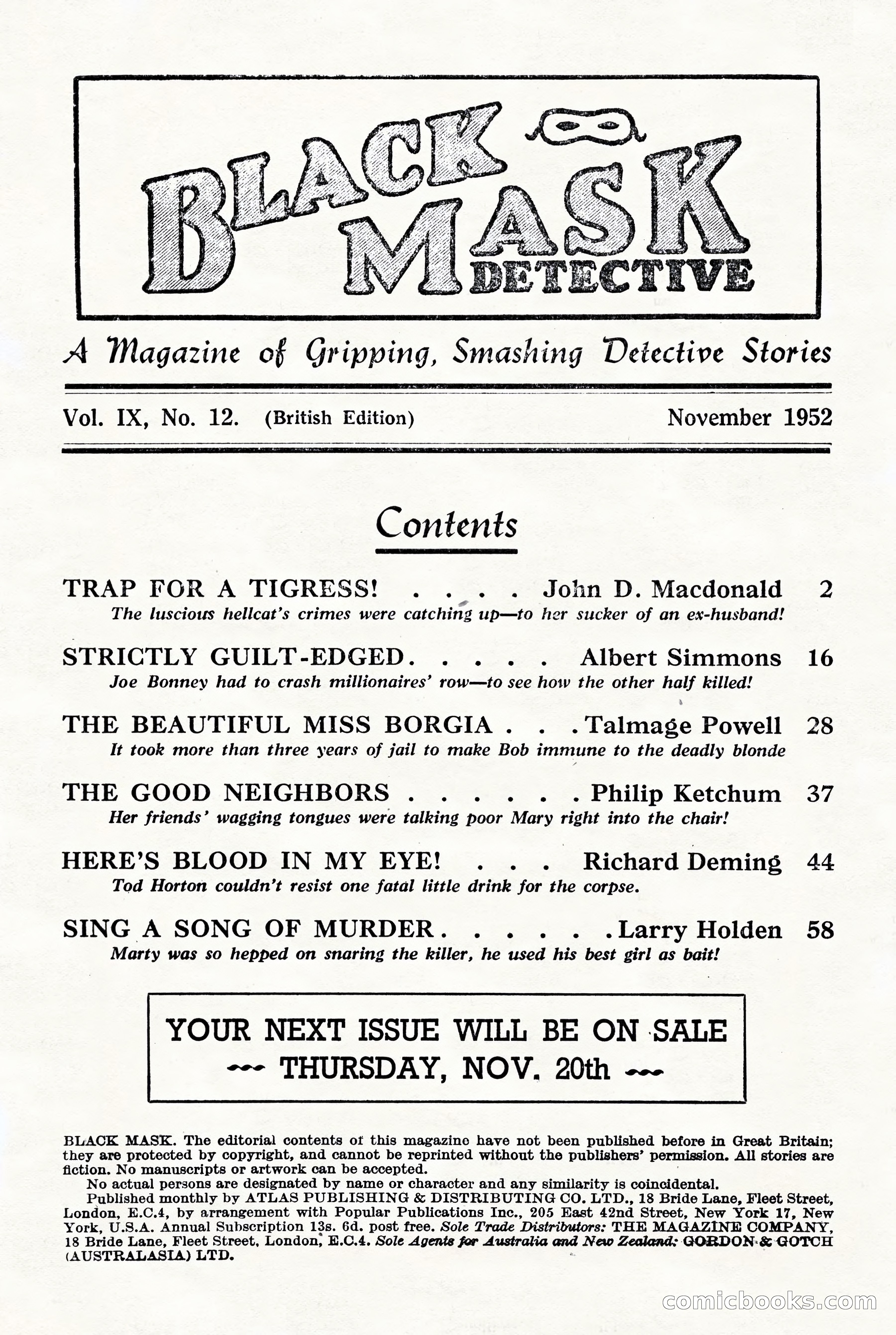 Black Mask Detective, November 1952 (British Edition) — page 3 of 68