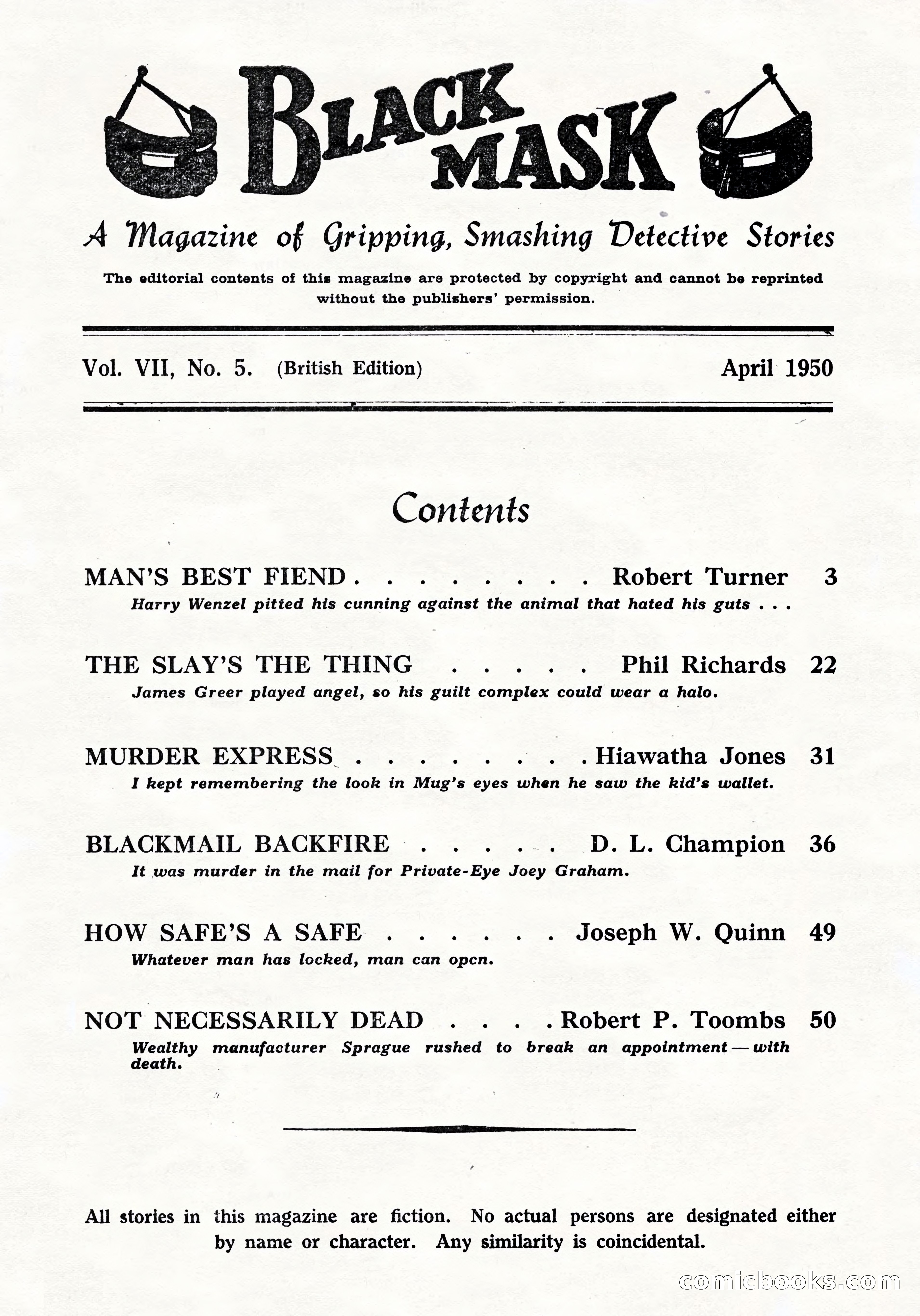Black Mask (UK Edition), April 1950 — page 3 of 68