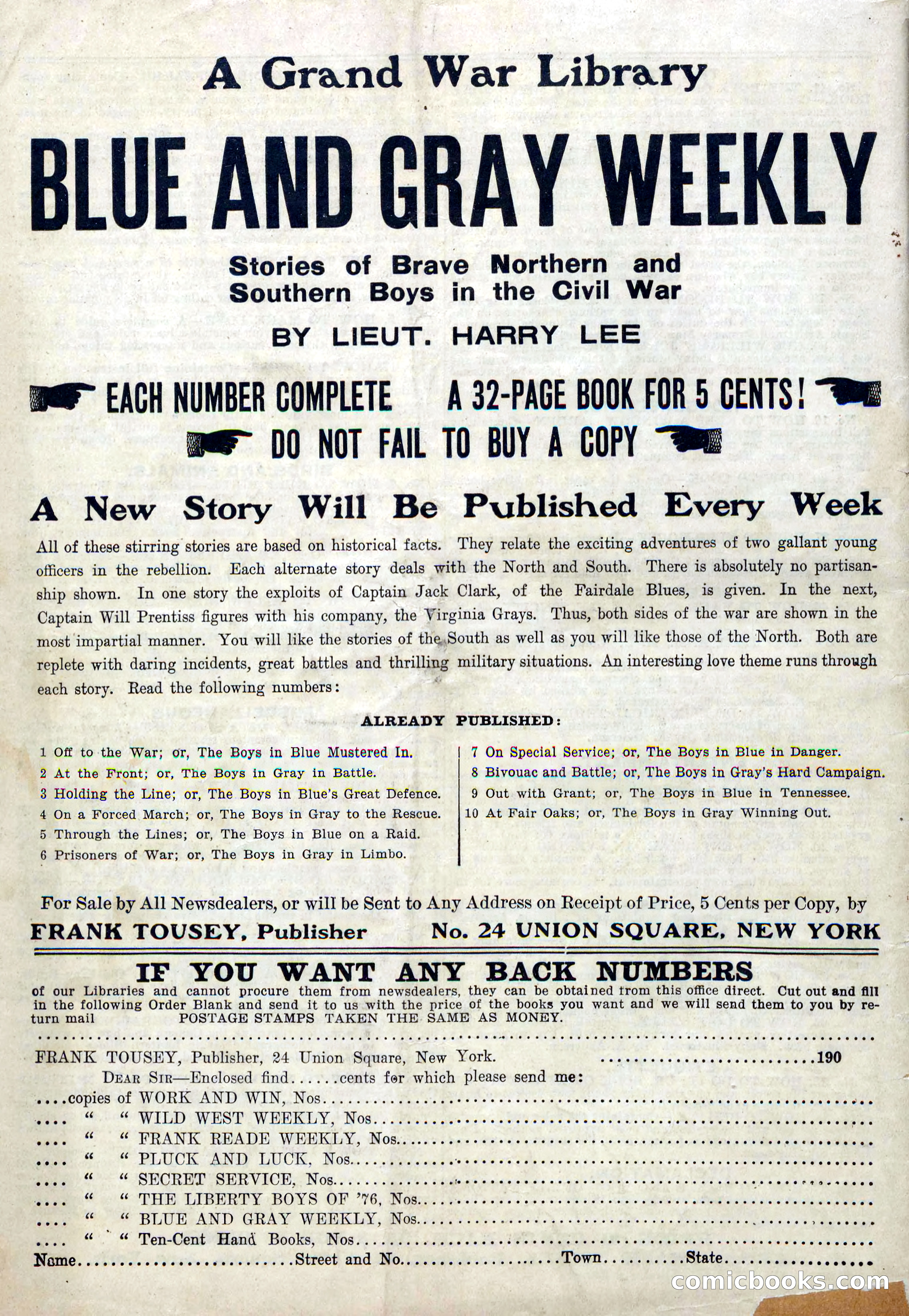 Blue and Gray Weekly, No. 10 — page 36 of 36