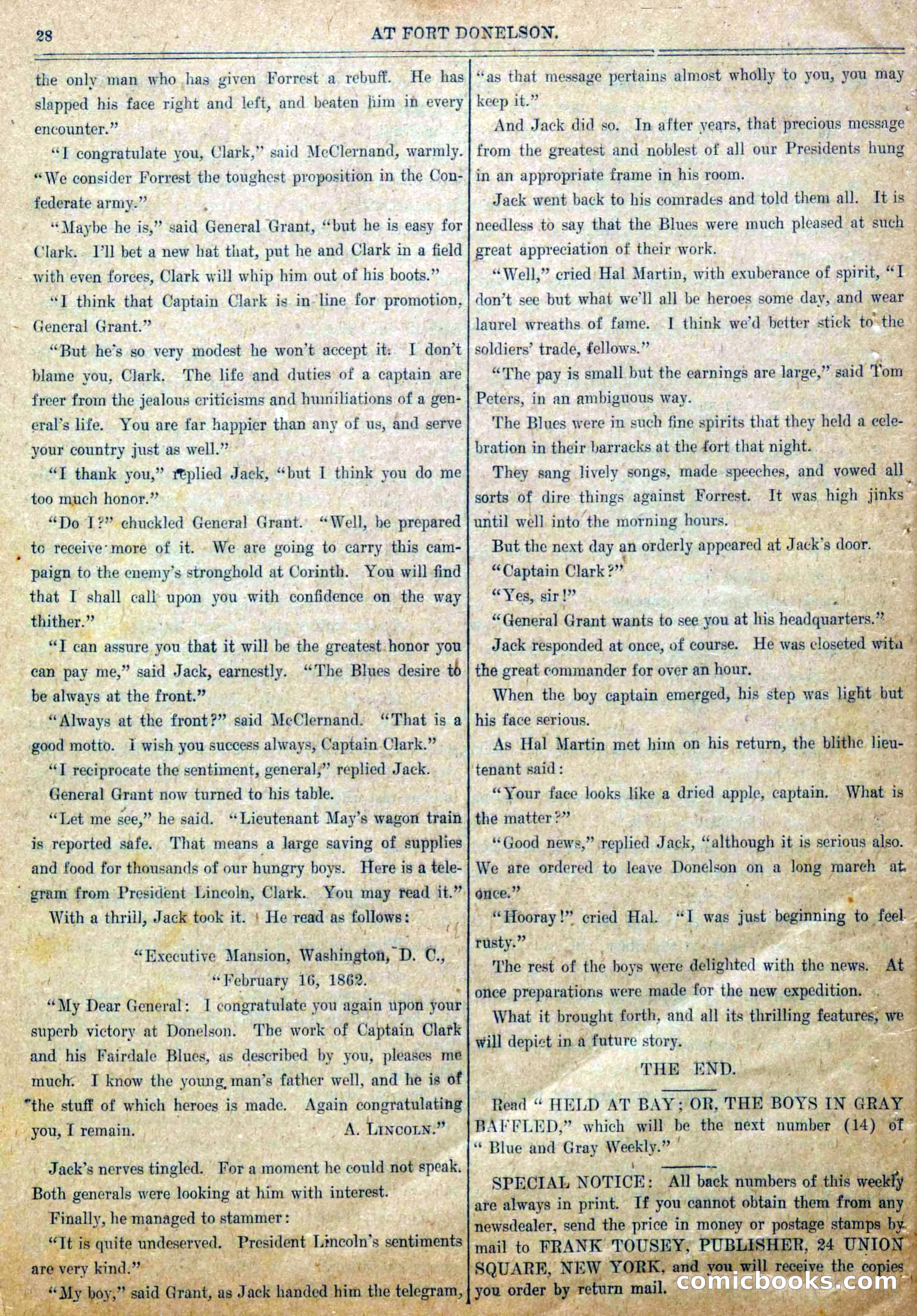 Blue and Gray Weekly, No. 13 — page 30 of 36