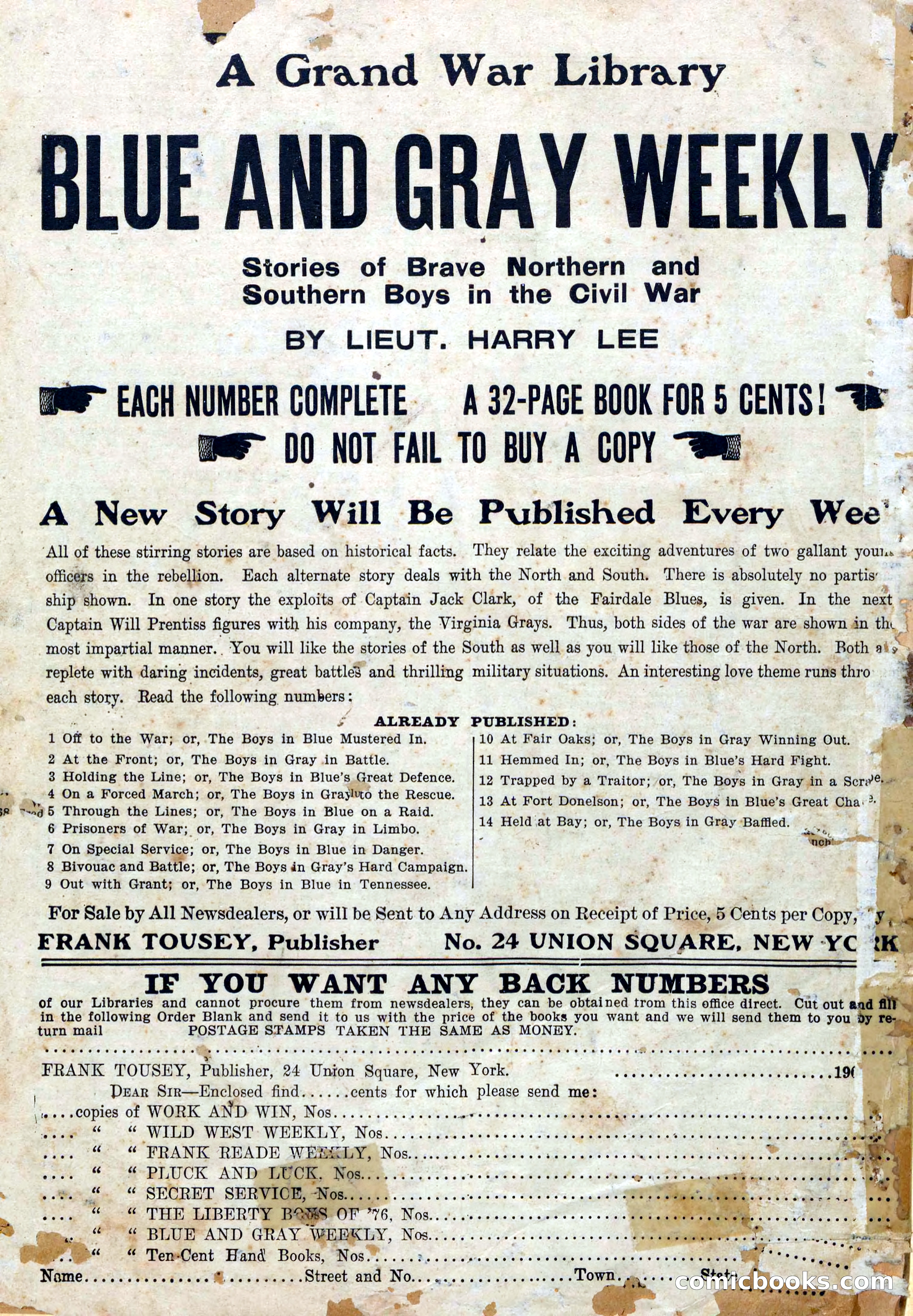 Blue and Gray Weekly, No. 13 — page 36 of 36