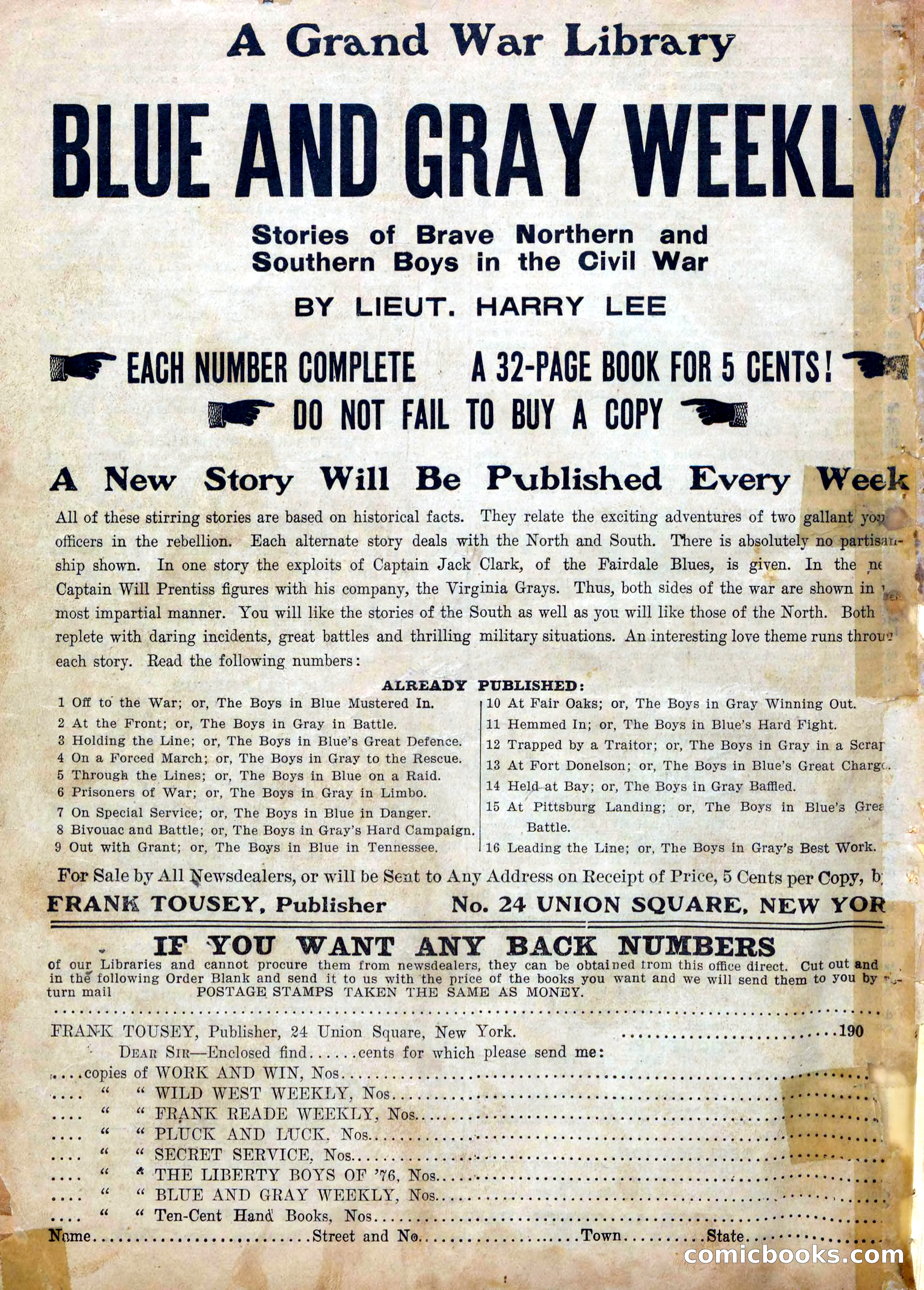 Blue and Gray Weekly, No. 15 — page 36 of 36