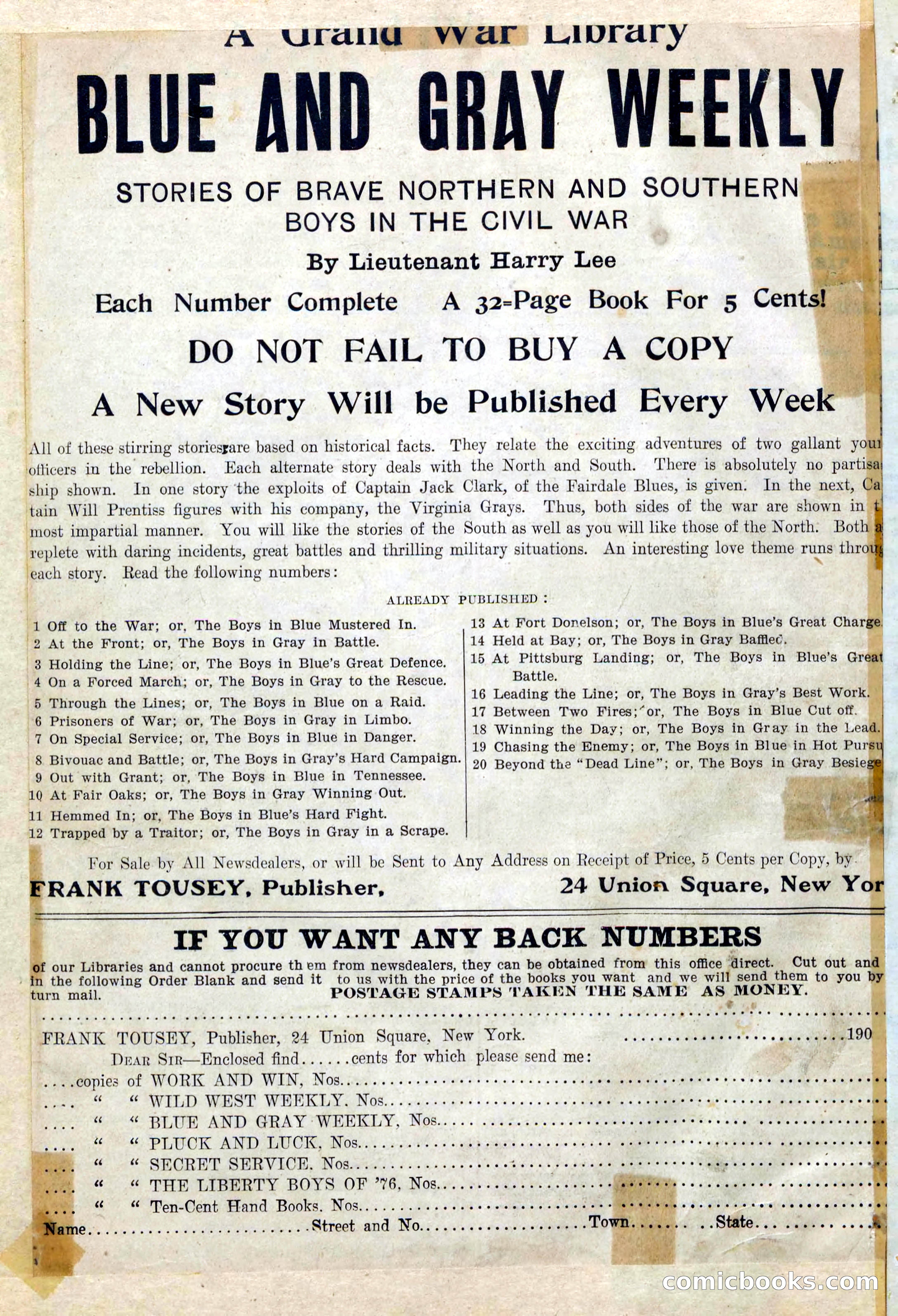 Blue and Gray Weekly, No. 20 — page 36 of 36