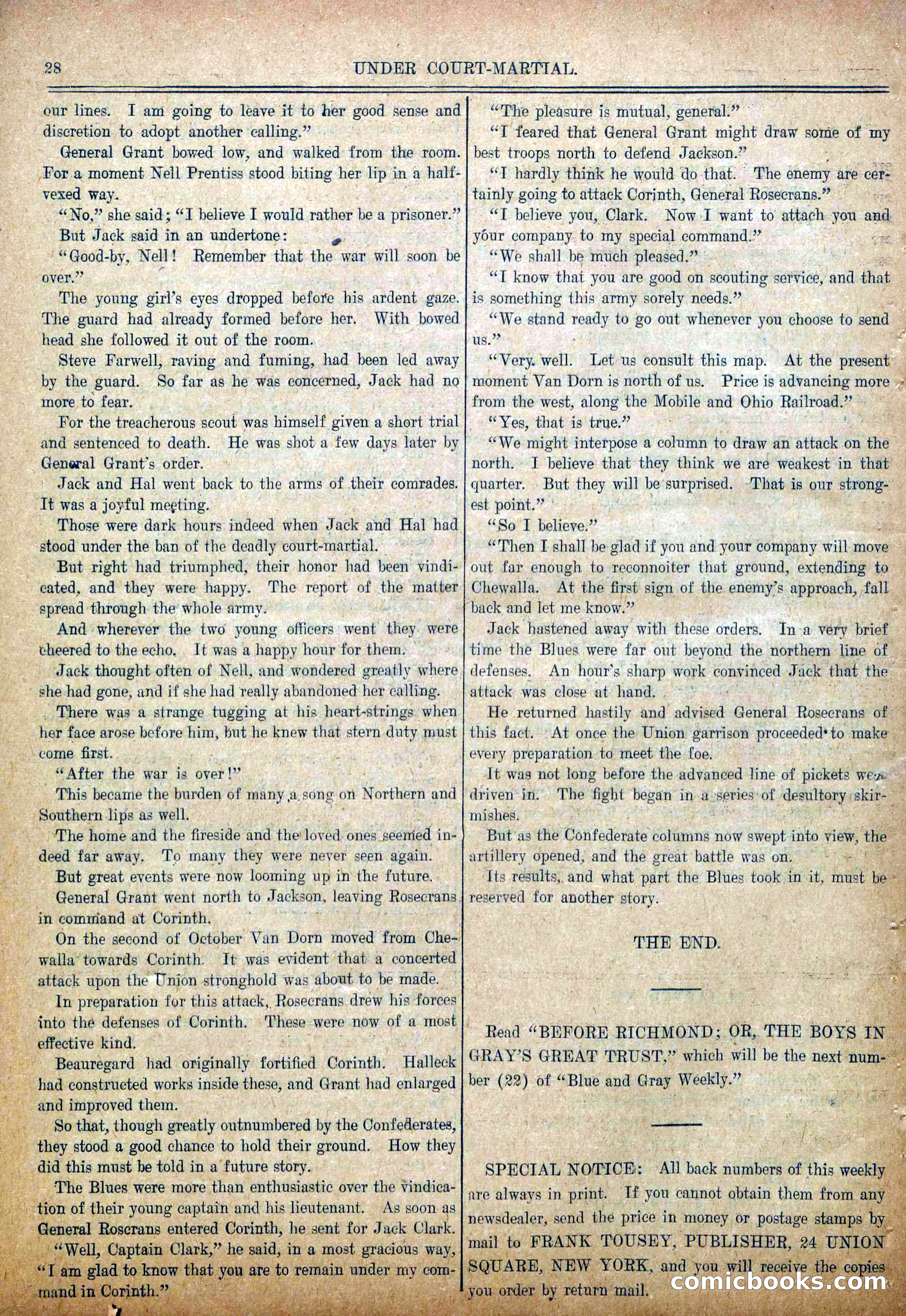 Blue and Gray Weekly, No. 21 — page 30 of 36