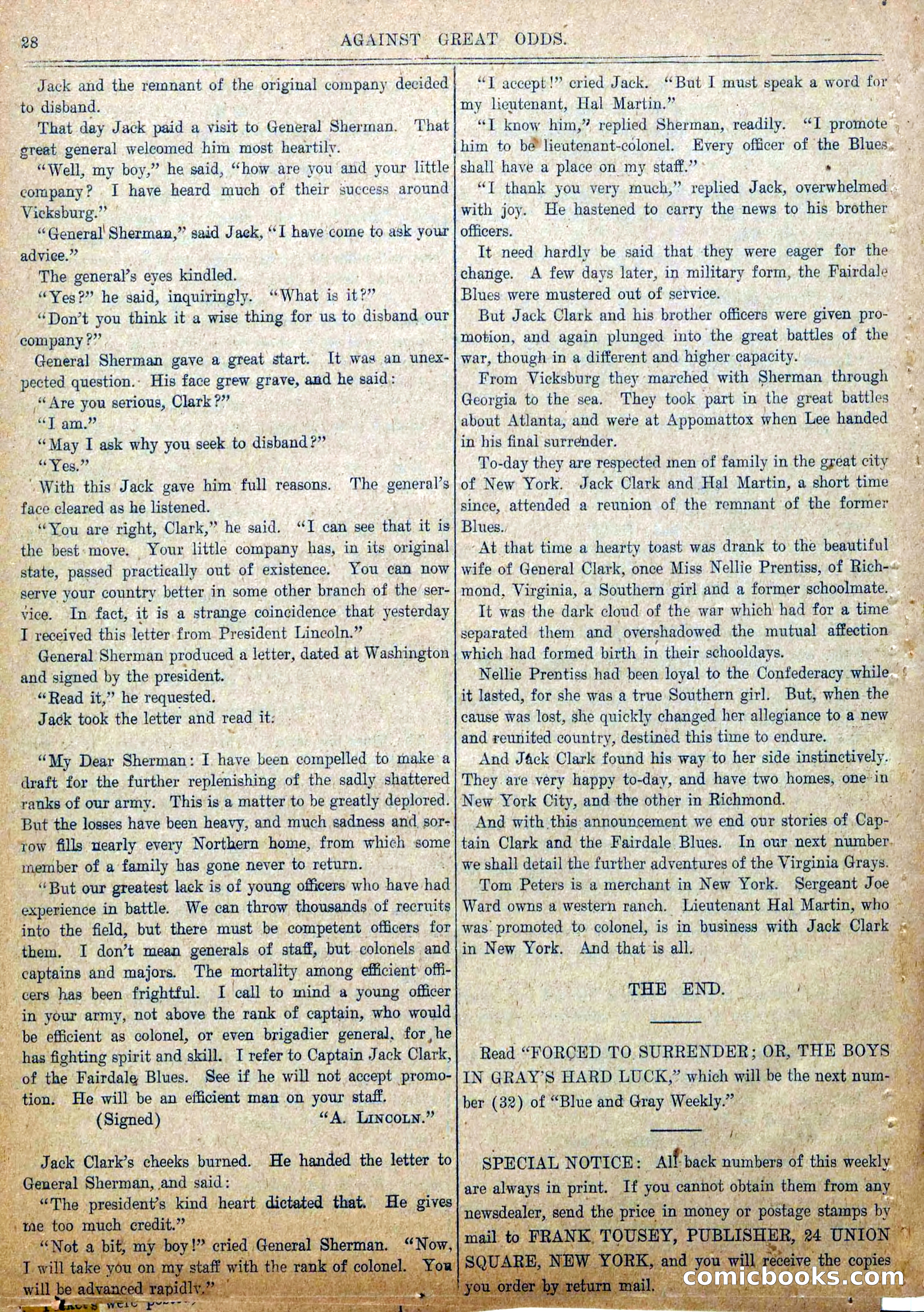 Blue and Gray Weekly, No. 31 — page 30 of 34