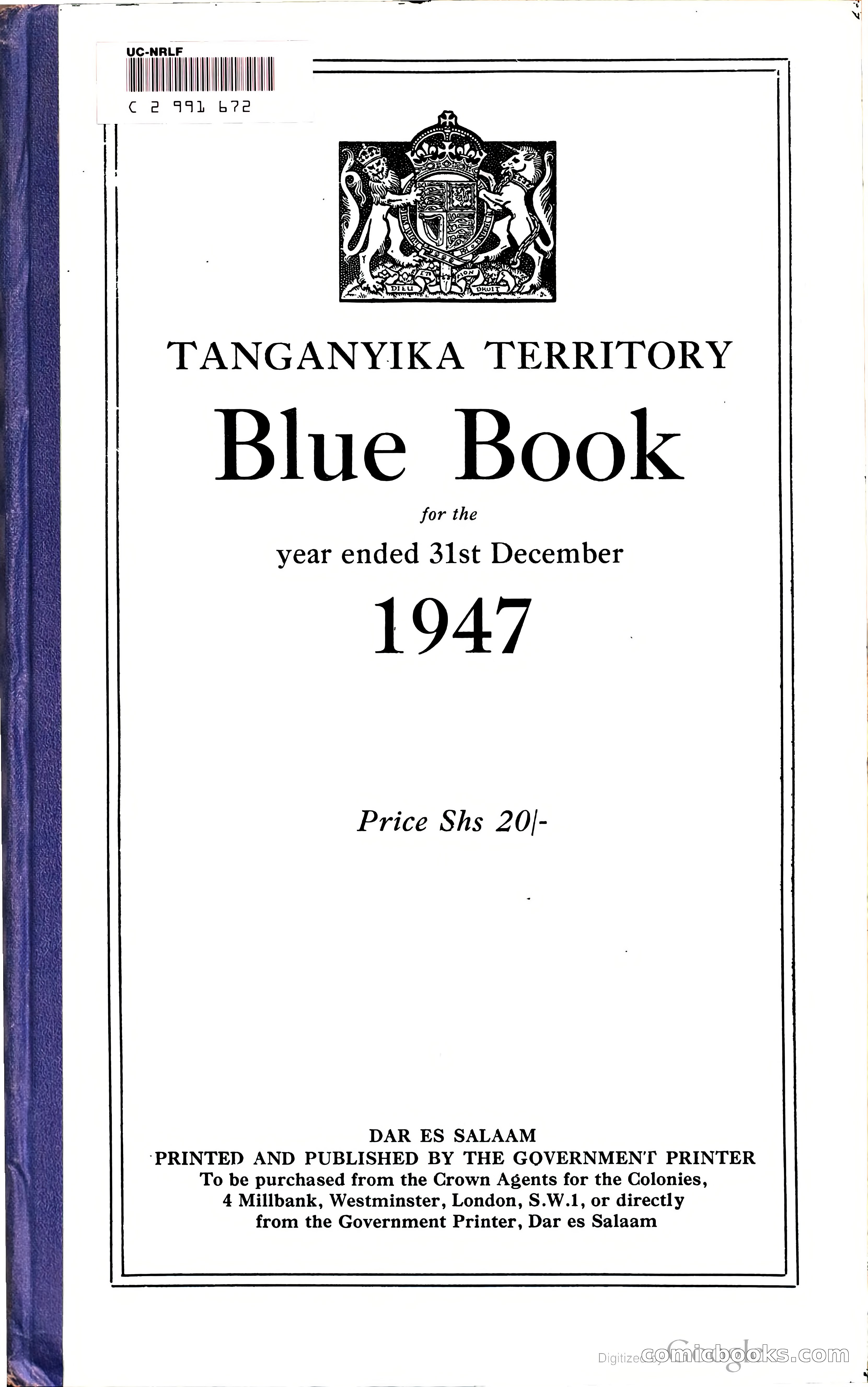 Tanganyika Territory Blue Book for the year ended 31st December 1947 — page 2 of 399