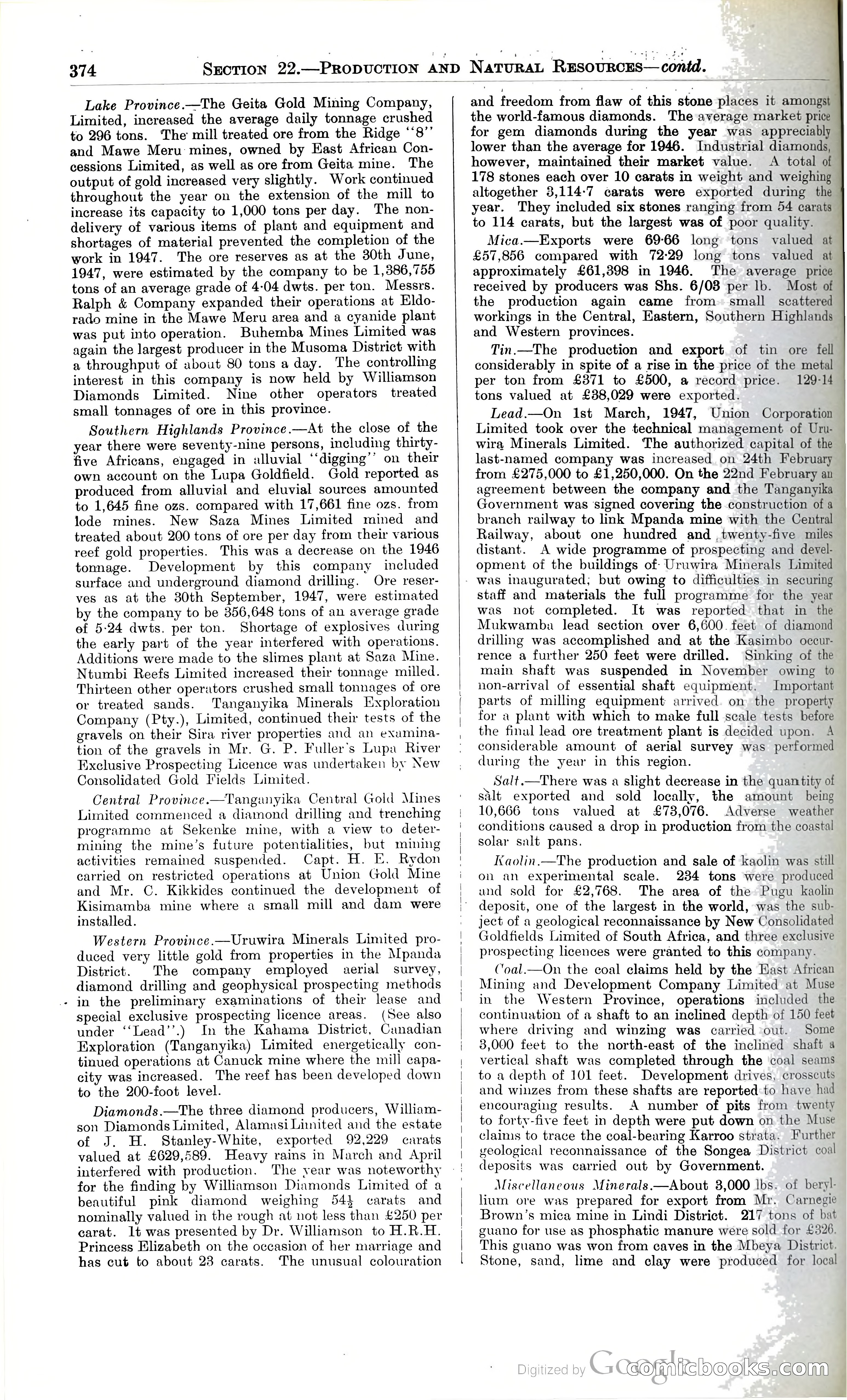 Tanganyika Territory Blue Book for the year ended 31st December 1947 — page 383 of 399