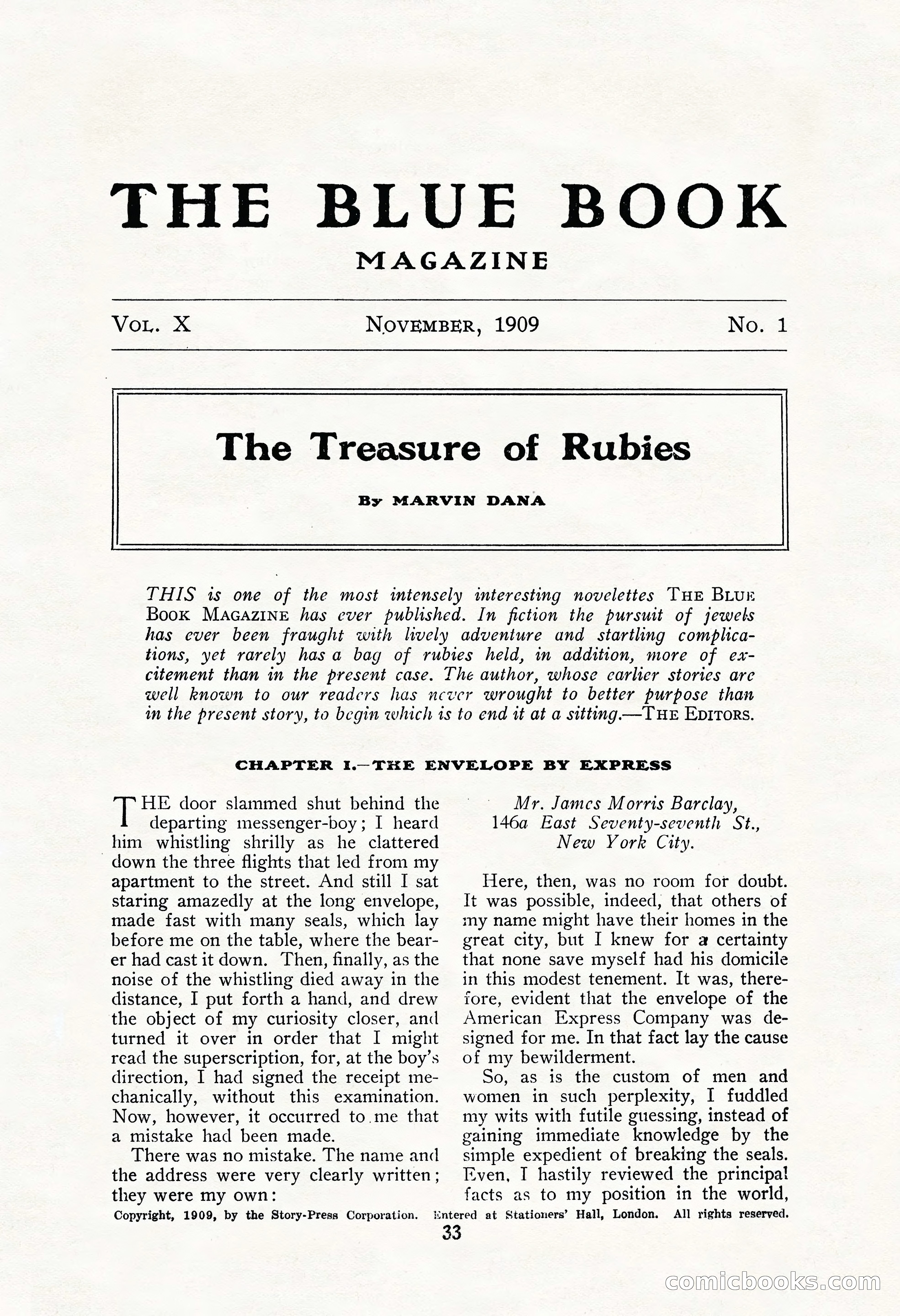 The Blue Book Magazine, November 1909 — page 37 of 254