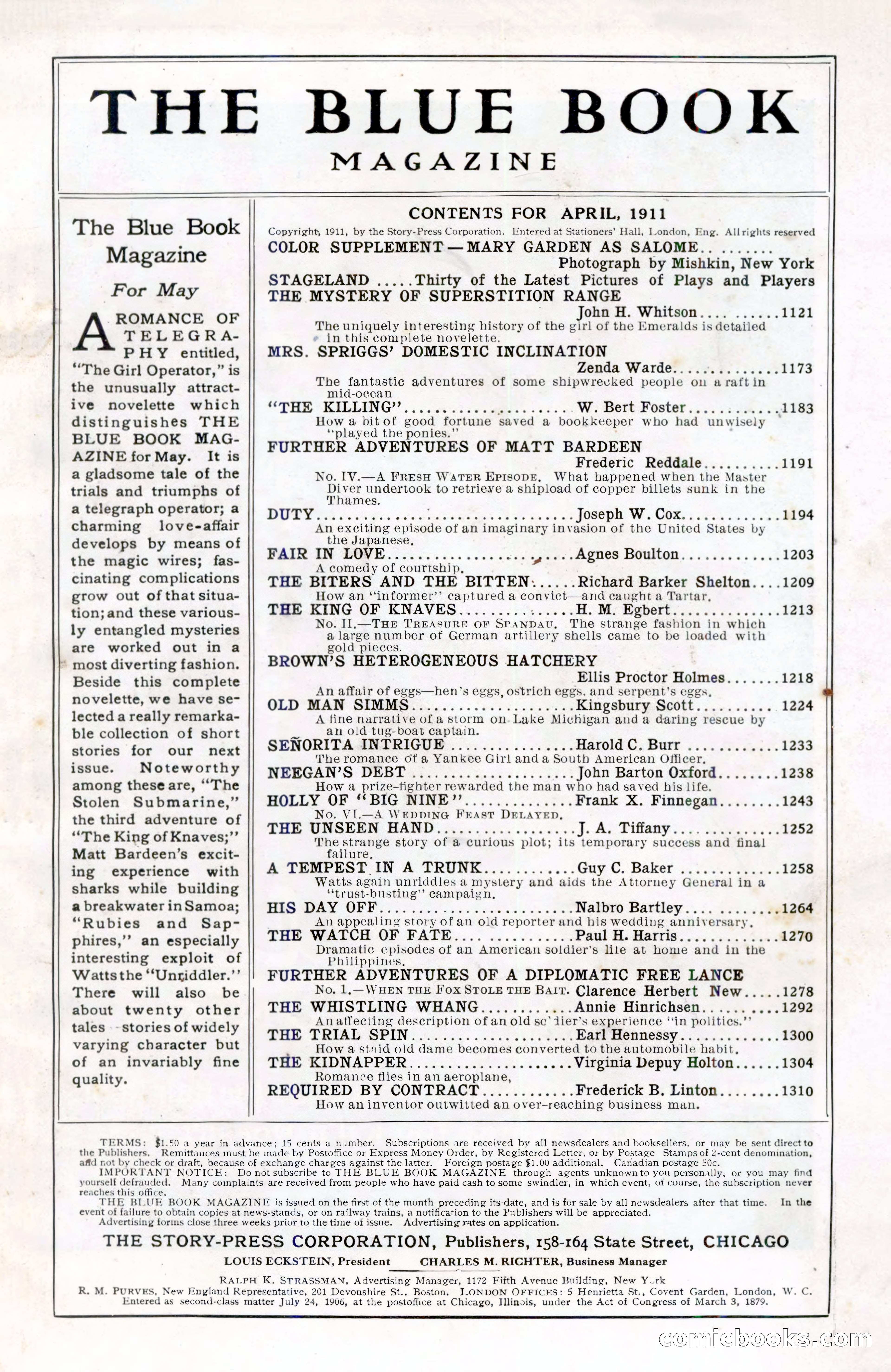 The Blue Book Magazine, April 1911 — page 5 of 250