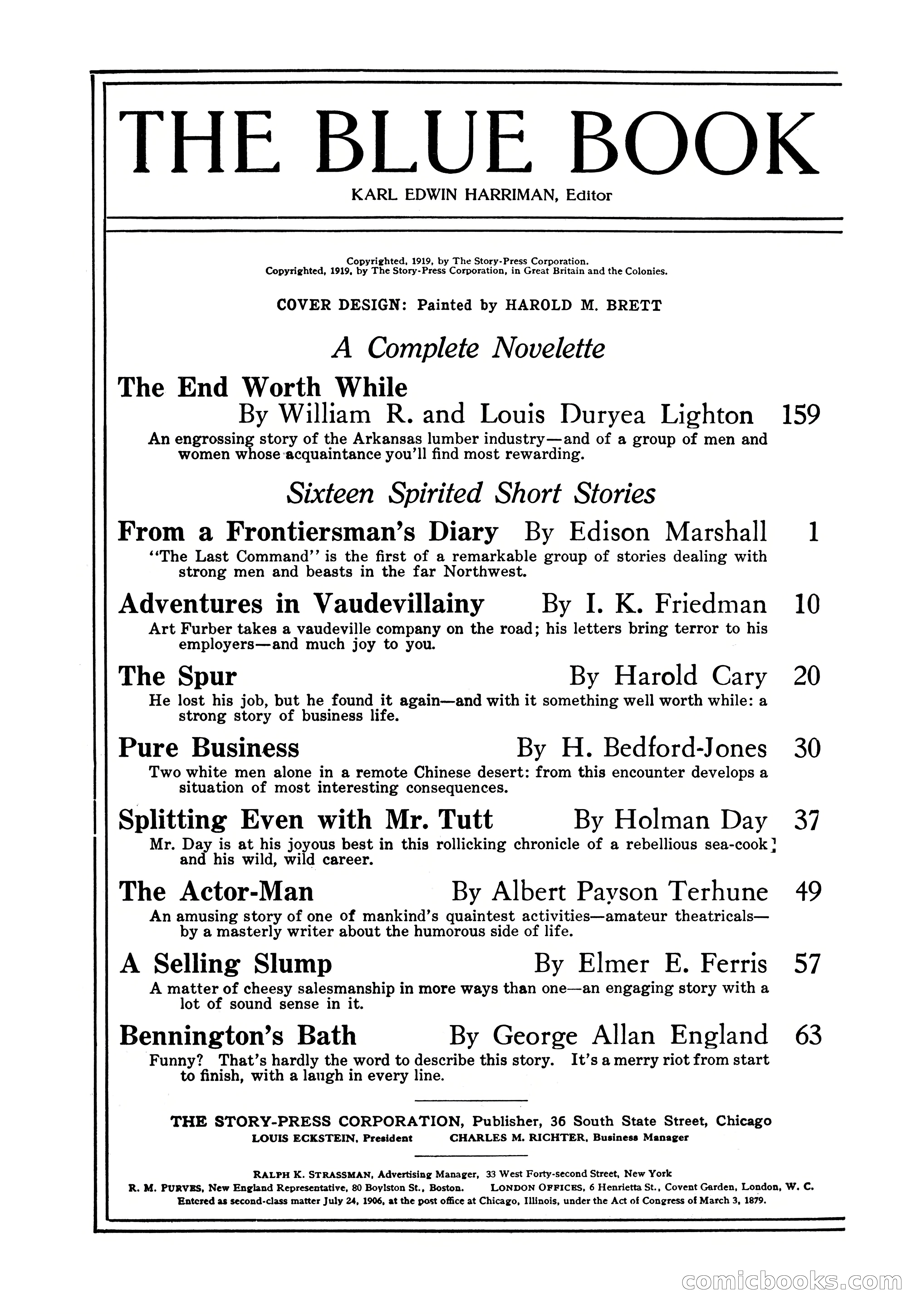 The Blue Book Magazine, July 1919 — page 4 of 212