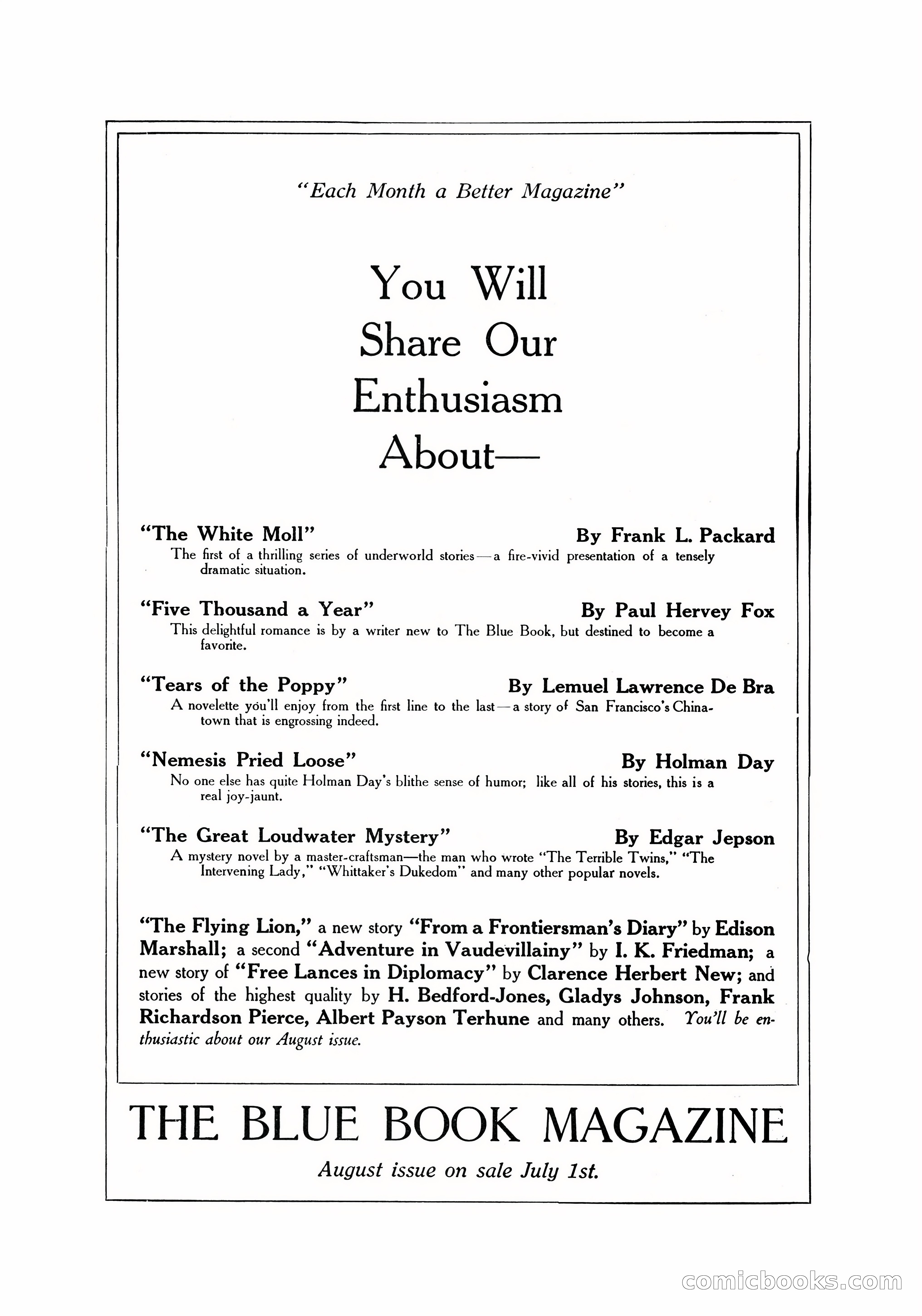 The Blue Book Magazine, July 1919 — page 6 of 212