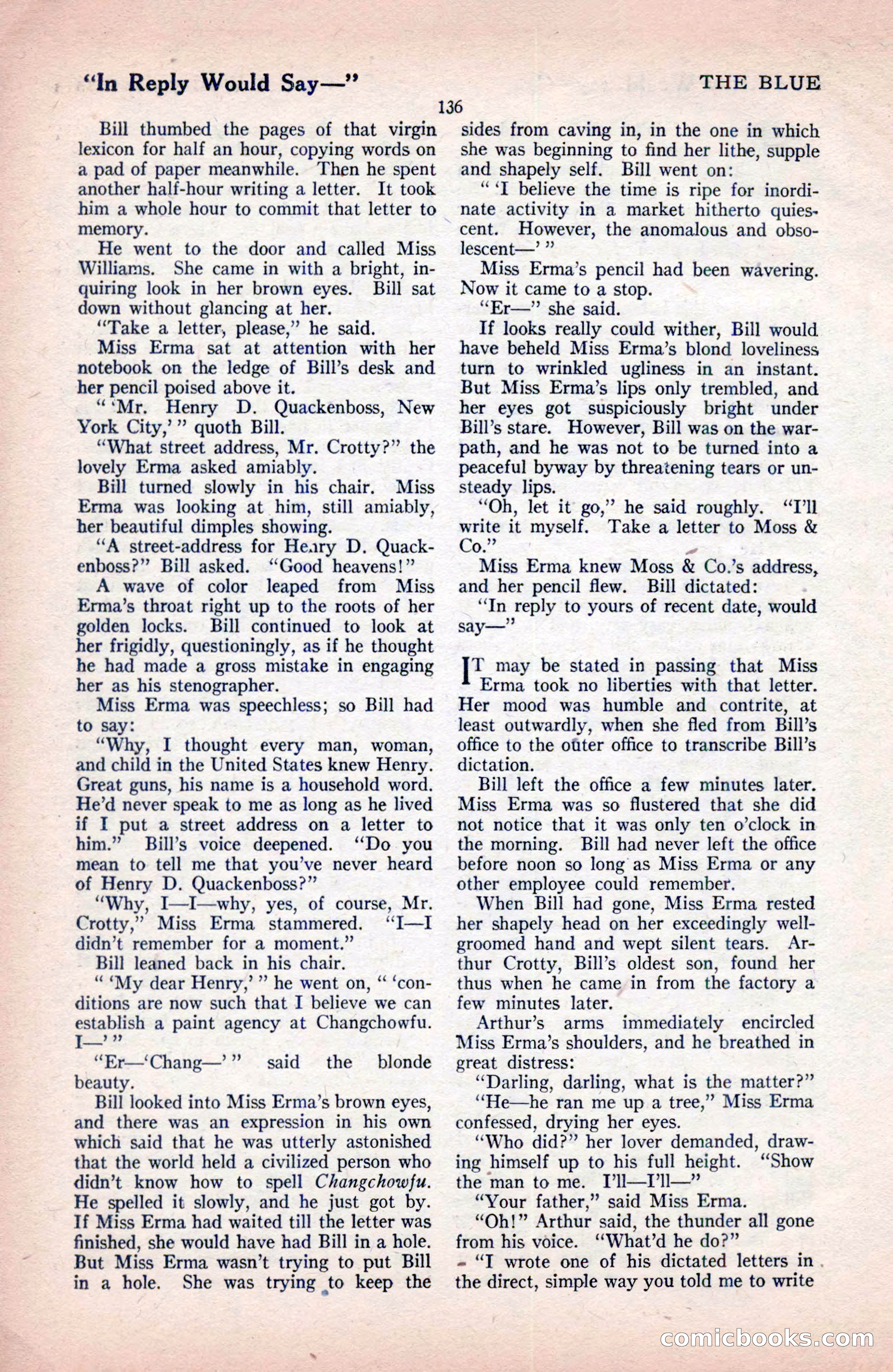 The Blue Book Magazine, December 1919 — page 142 of 216