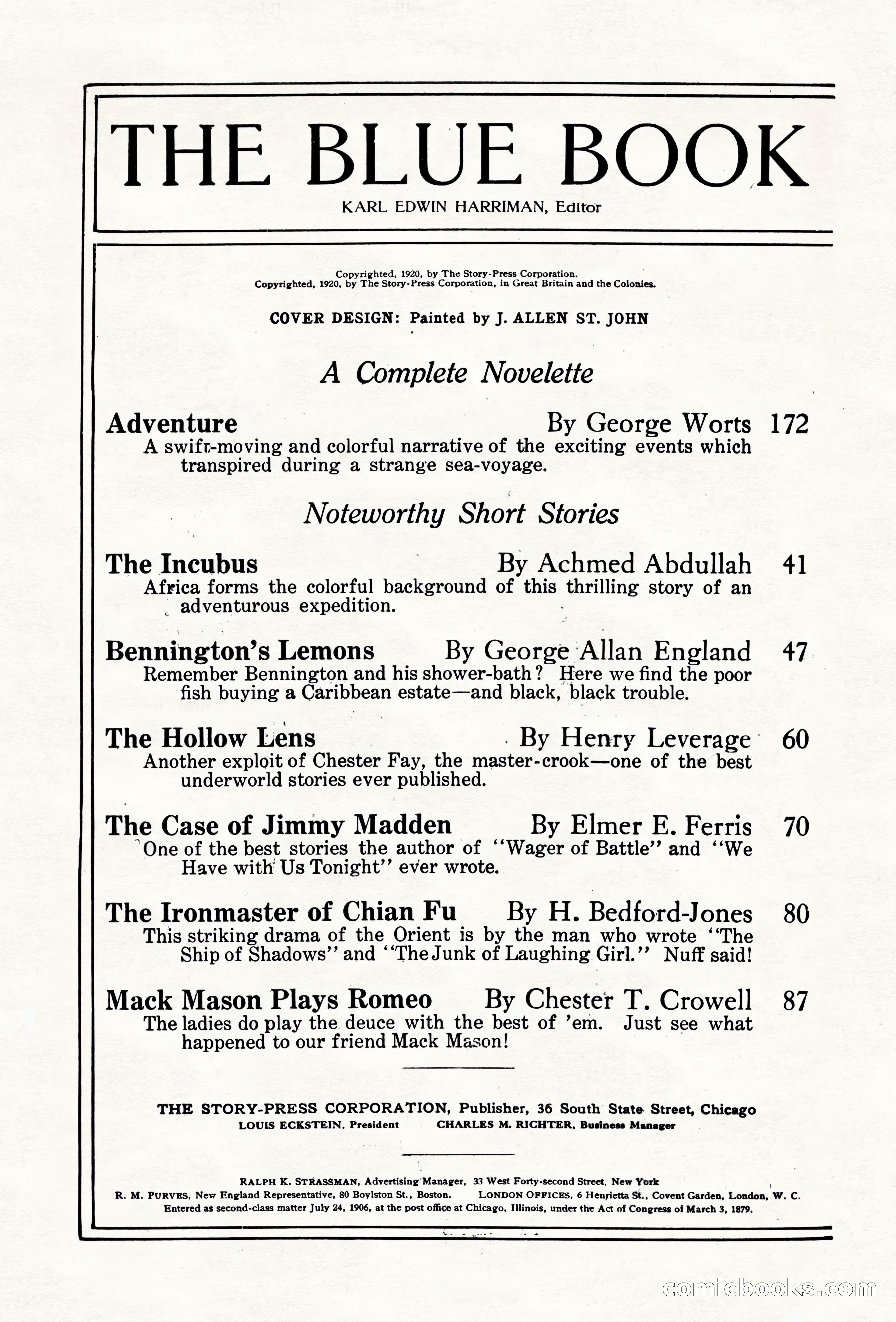 The Blue Book Magazine, April 1920 — page 4 of 212