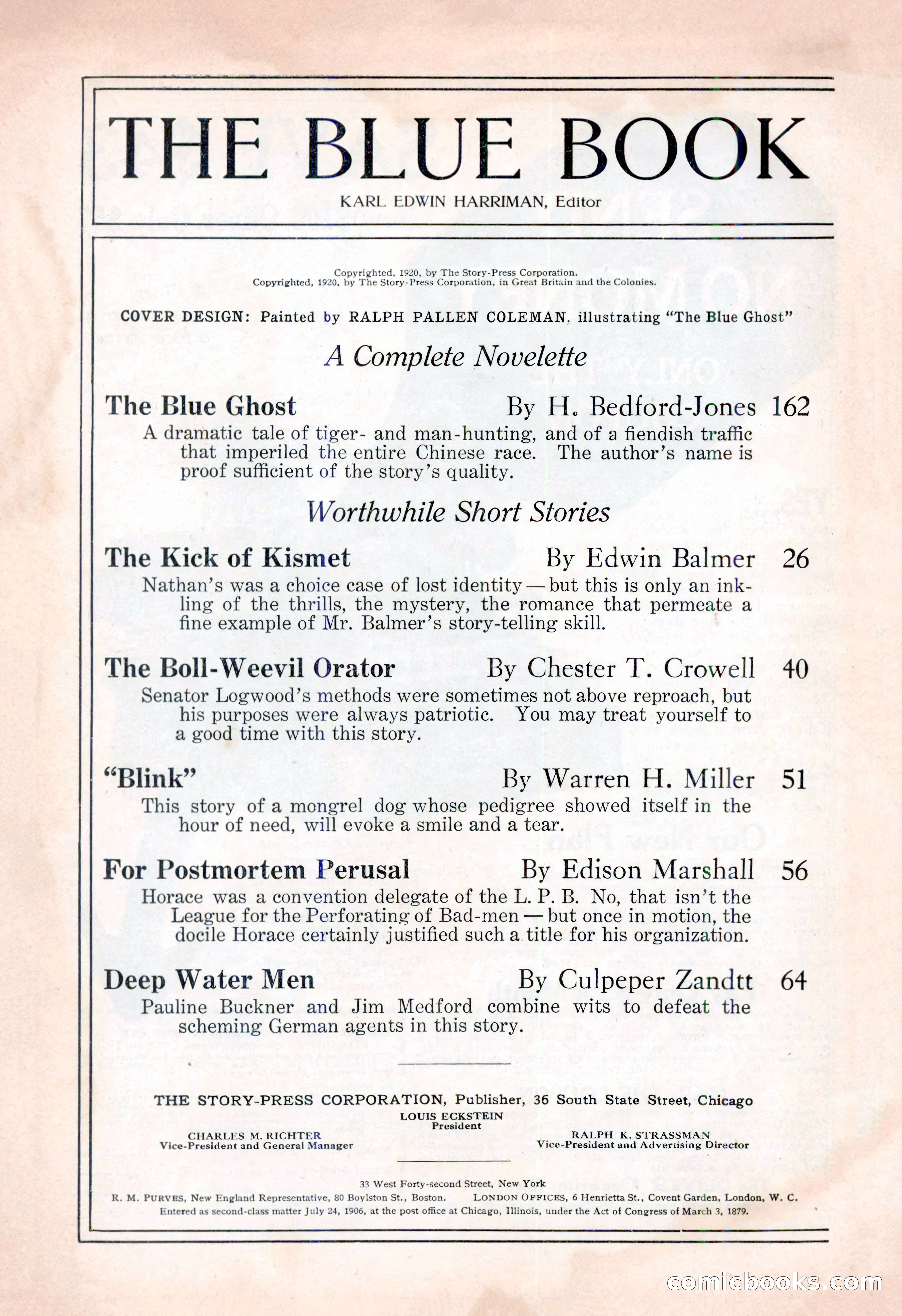 The Blue Book Magazine, June 1920 — page 4 of 208