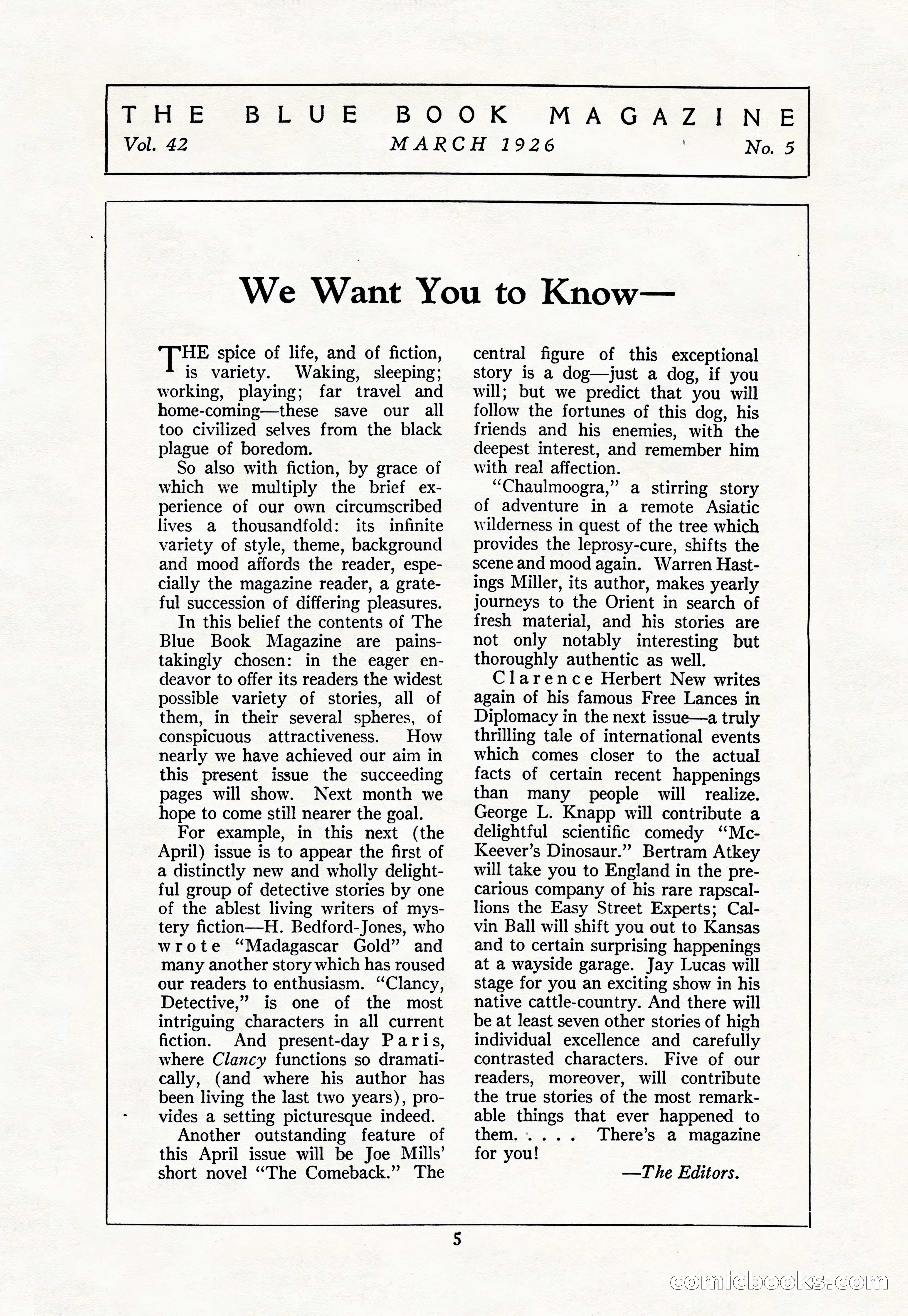 The Blue Book Magazine, March 1926 — page 7 of 208