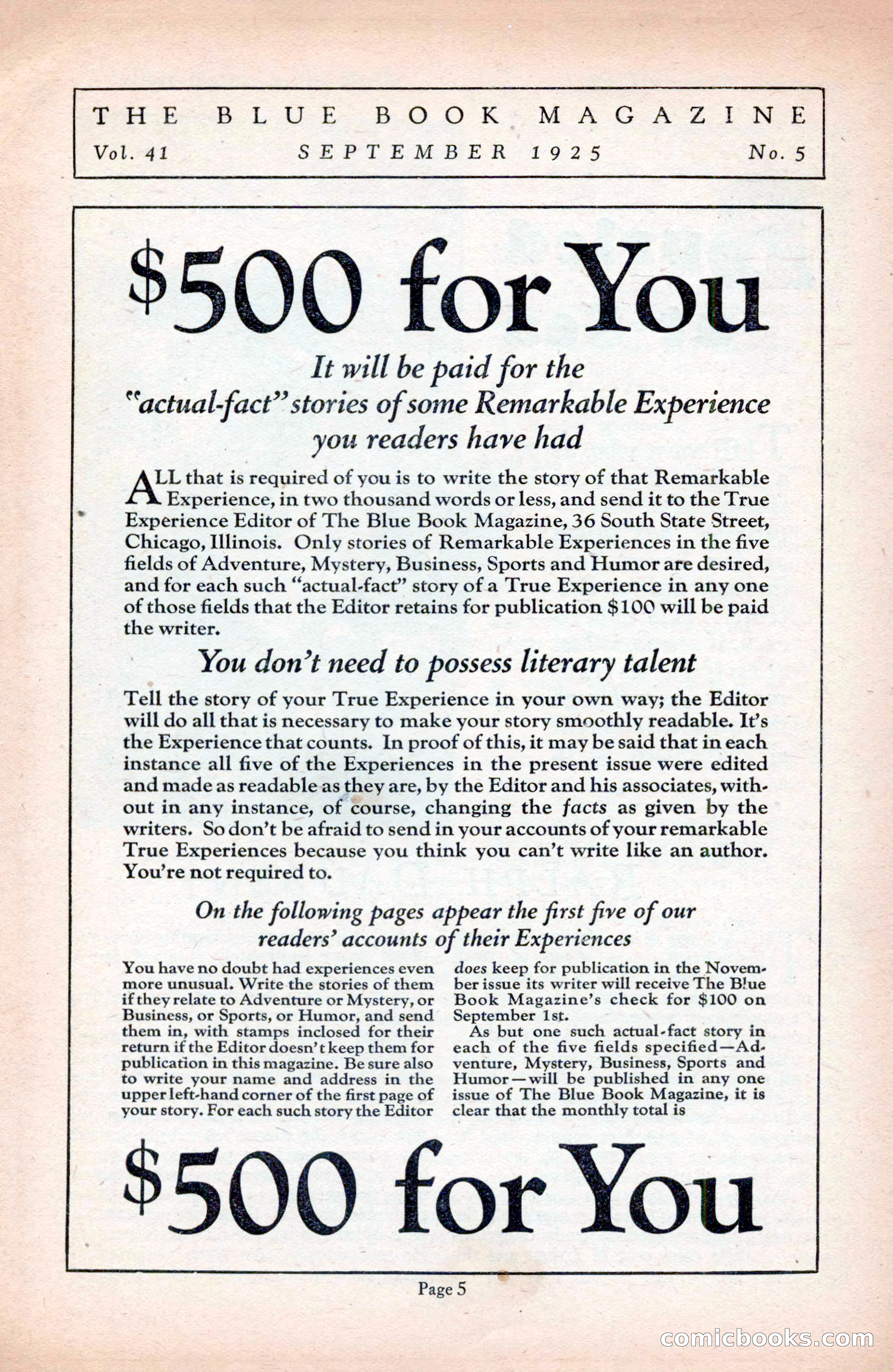 The Blue Book Magazine, September 1925 — page 7 of 208