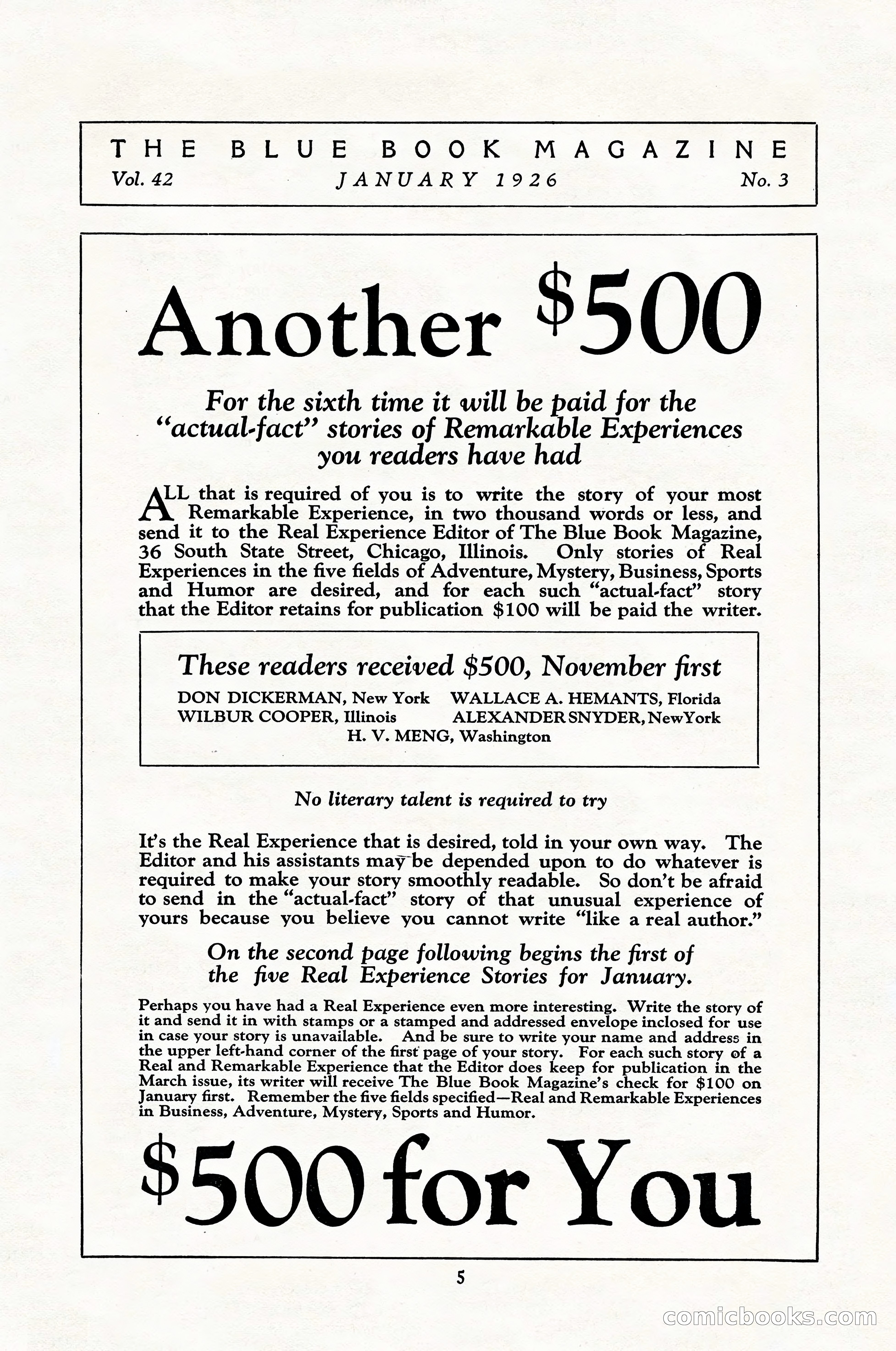 The Blue Book Magazine, January 1926 — page 7 of 208