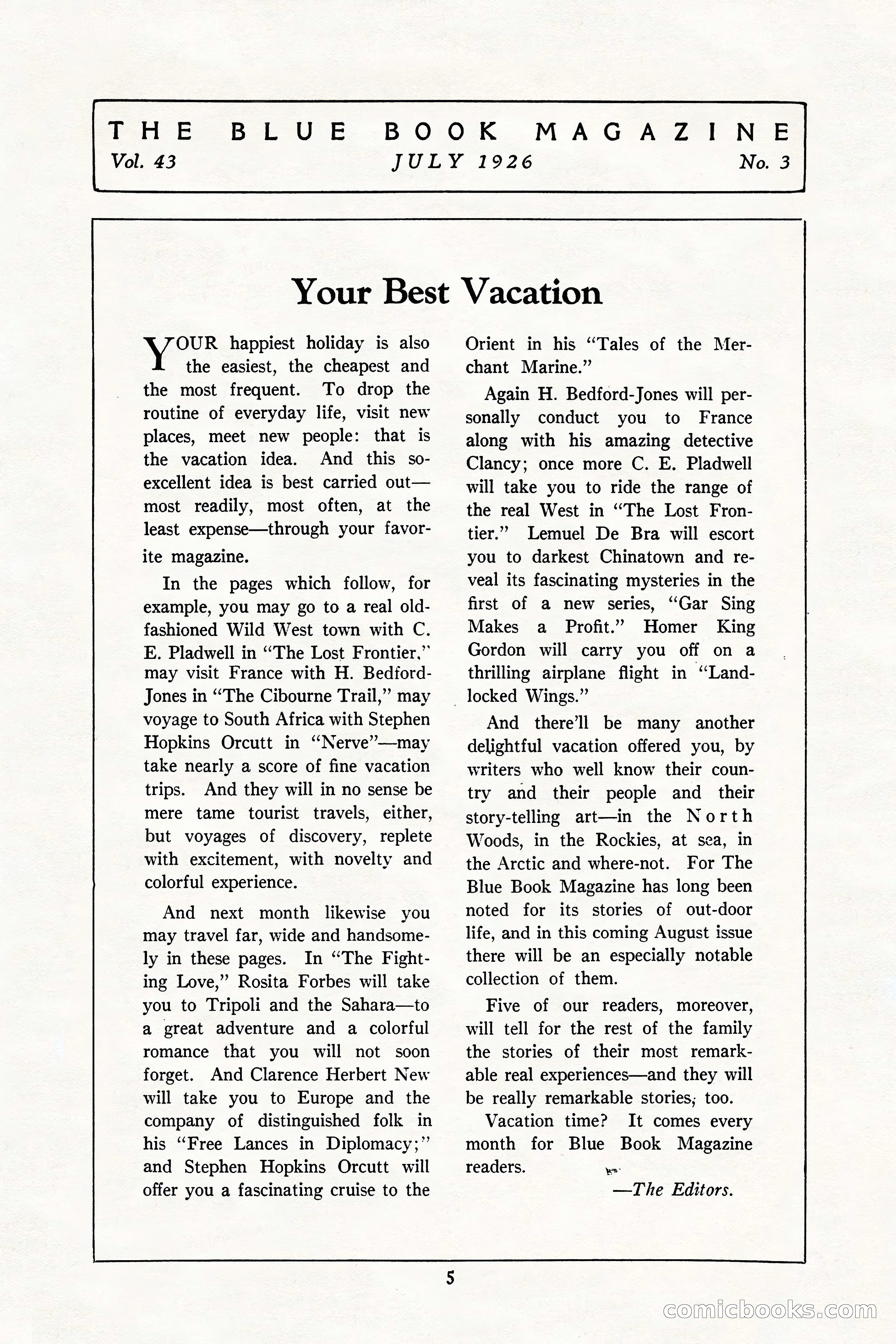 The Illustrated Blue Book Magazine, July 1926 — page 7 of 204