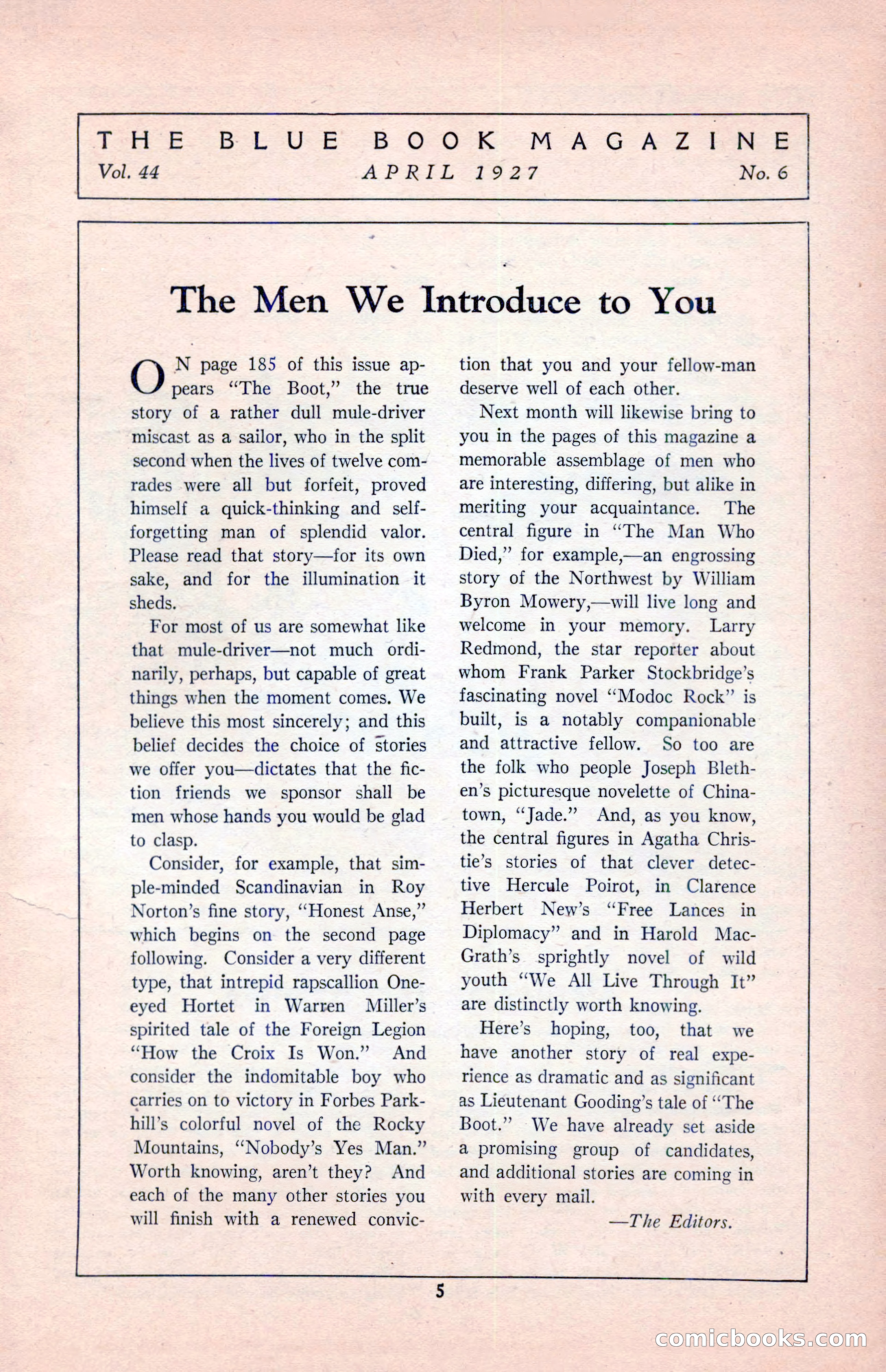 The Illustrated Blue Book Magazine, April 1927 — page 7 of 208