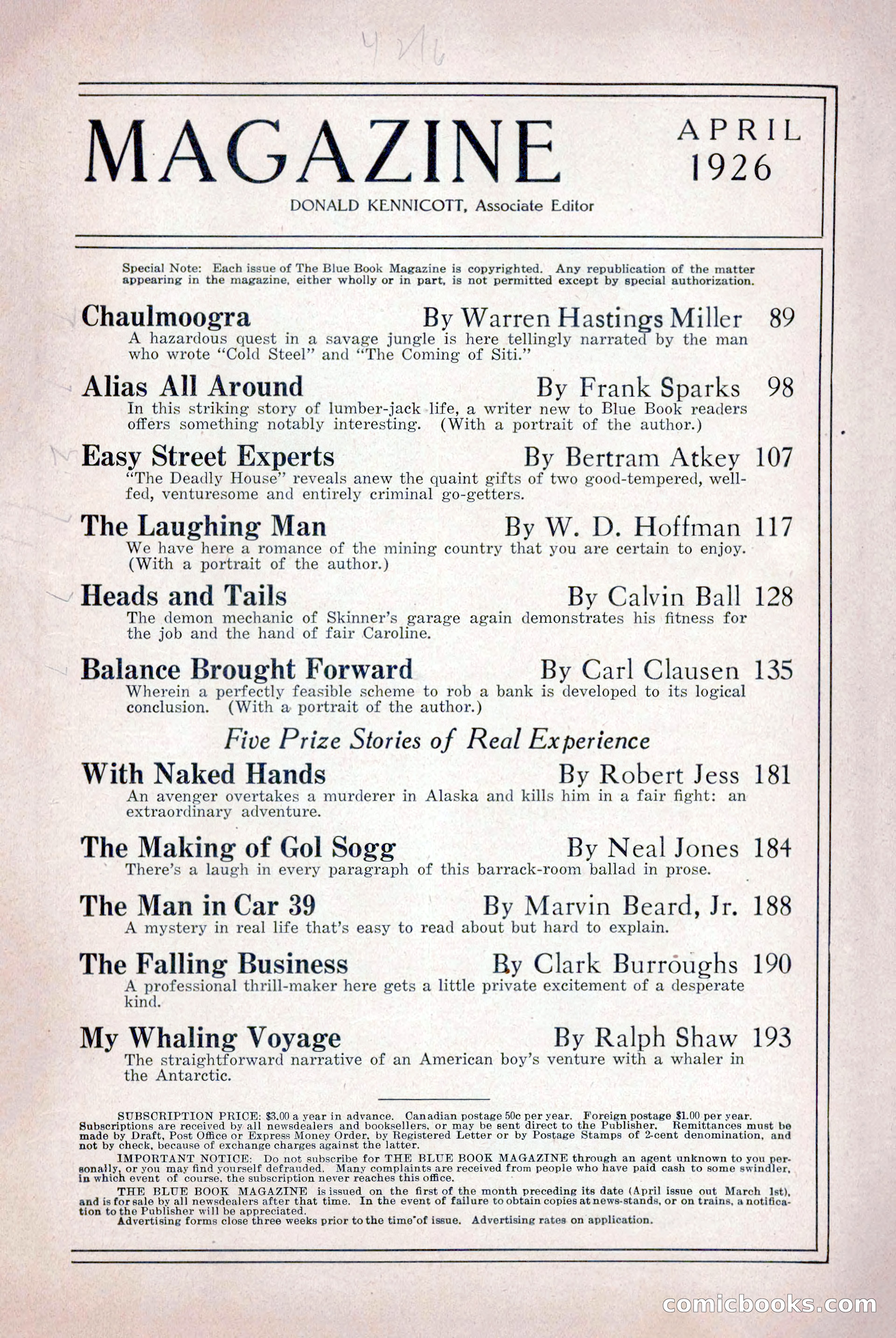 The Blue Book Magazine, April 1926 — page 5 of 208