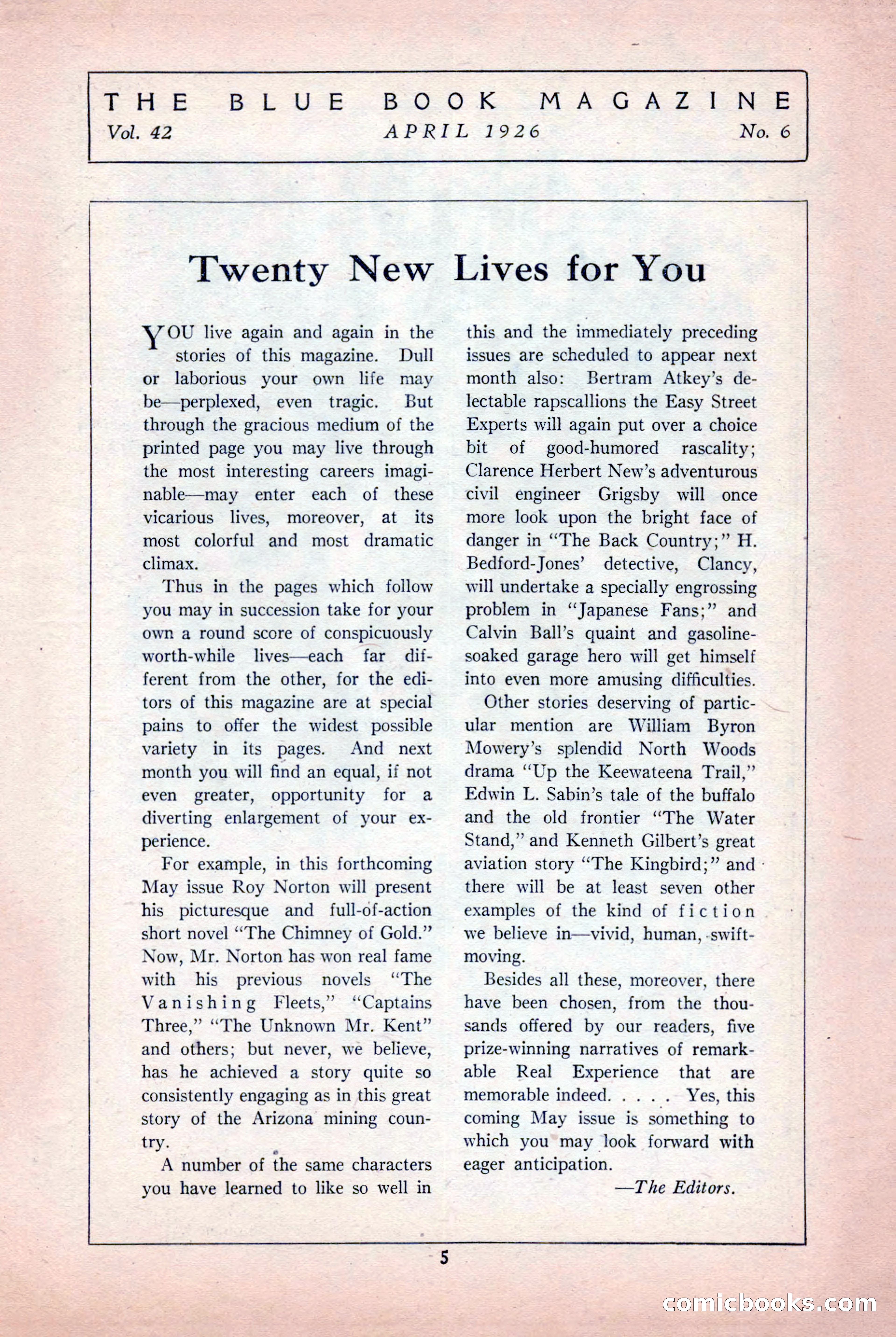 The Blue Book Magazine, April 1926 — page 7 of 208