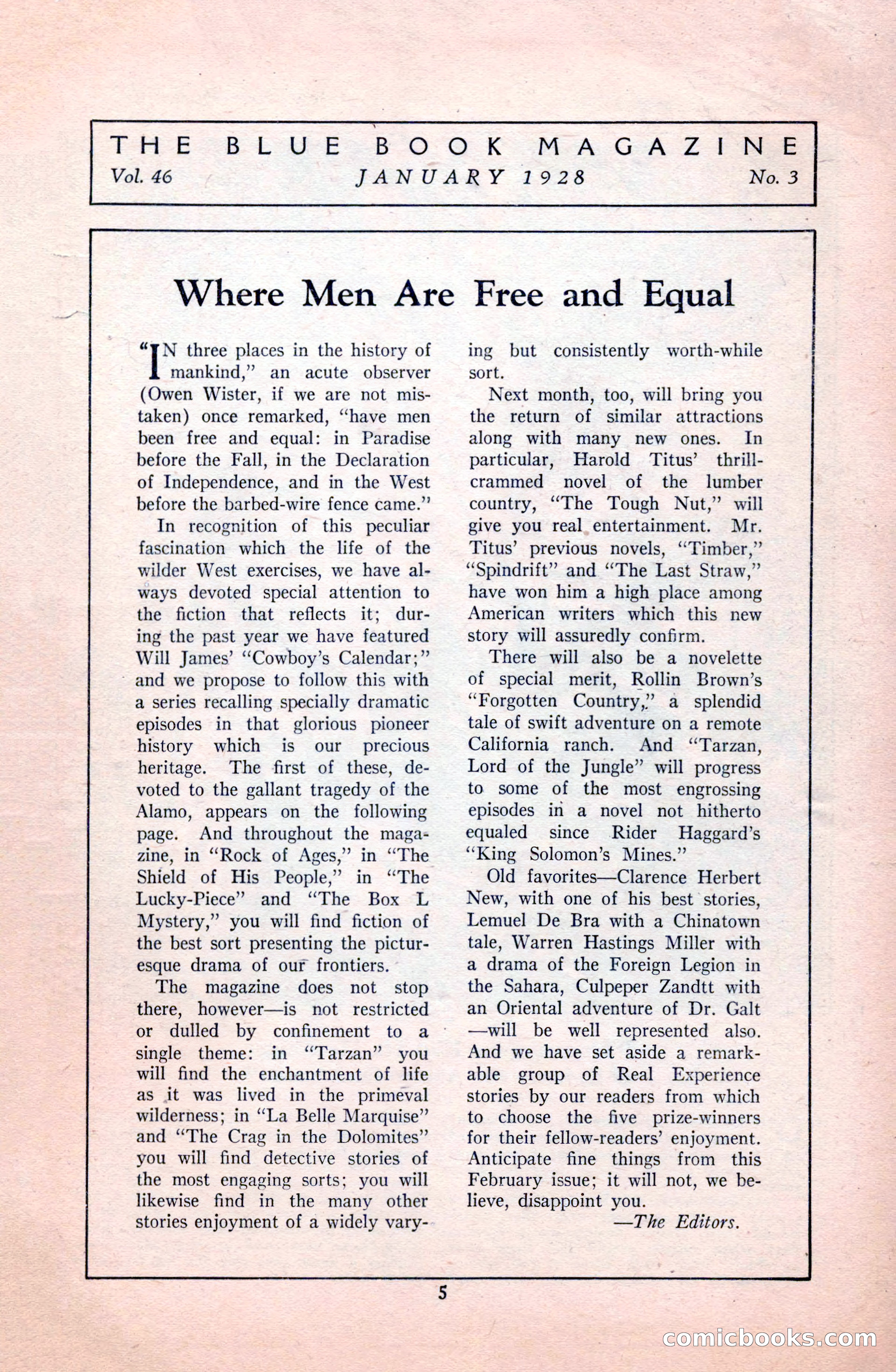 The Illustrated Blue Book Magazine, January 1928 — page 5 of 202
