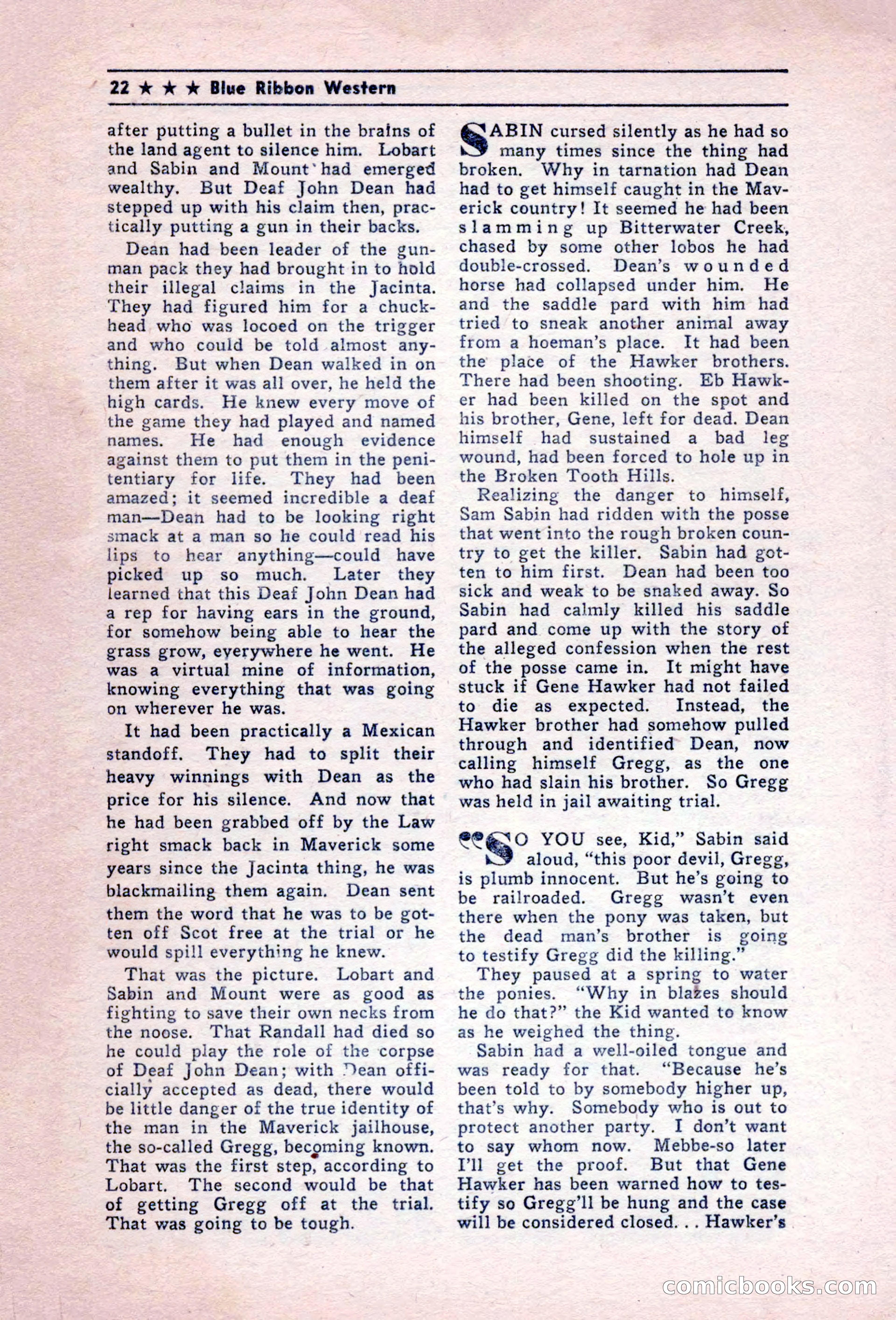 Blue Ribbon Western, December 1945 — page 22 of 116