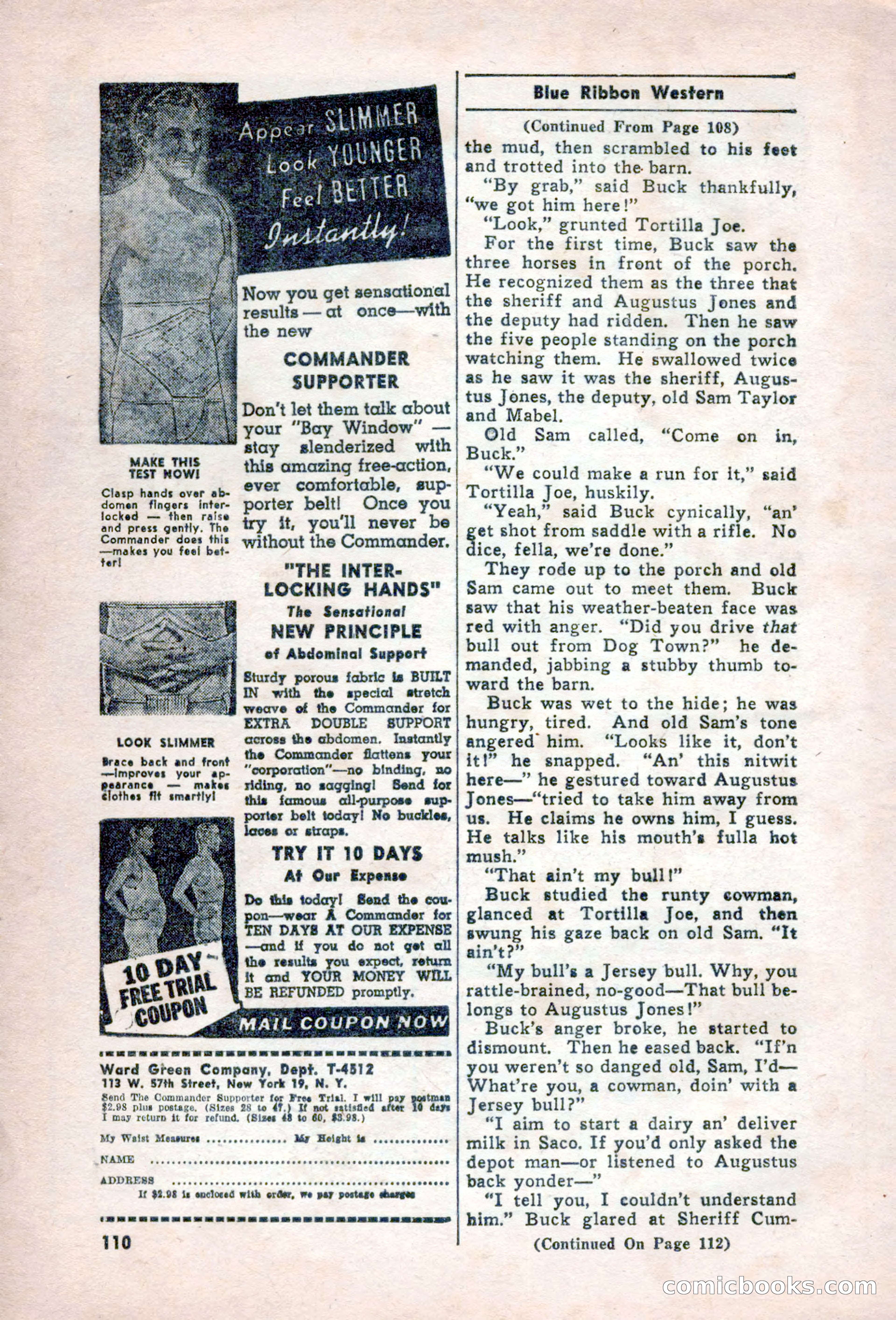 Blue Ribbon Western, December 1945 — page 110 of 116