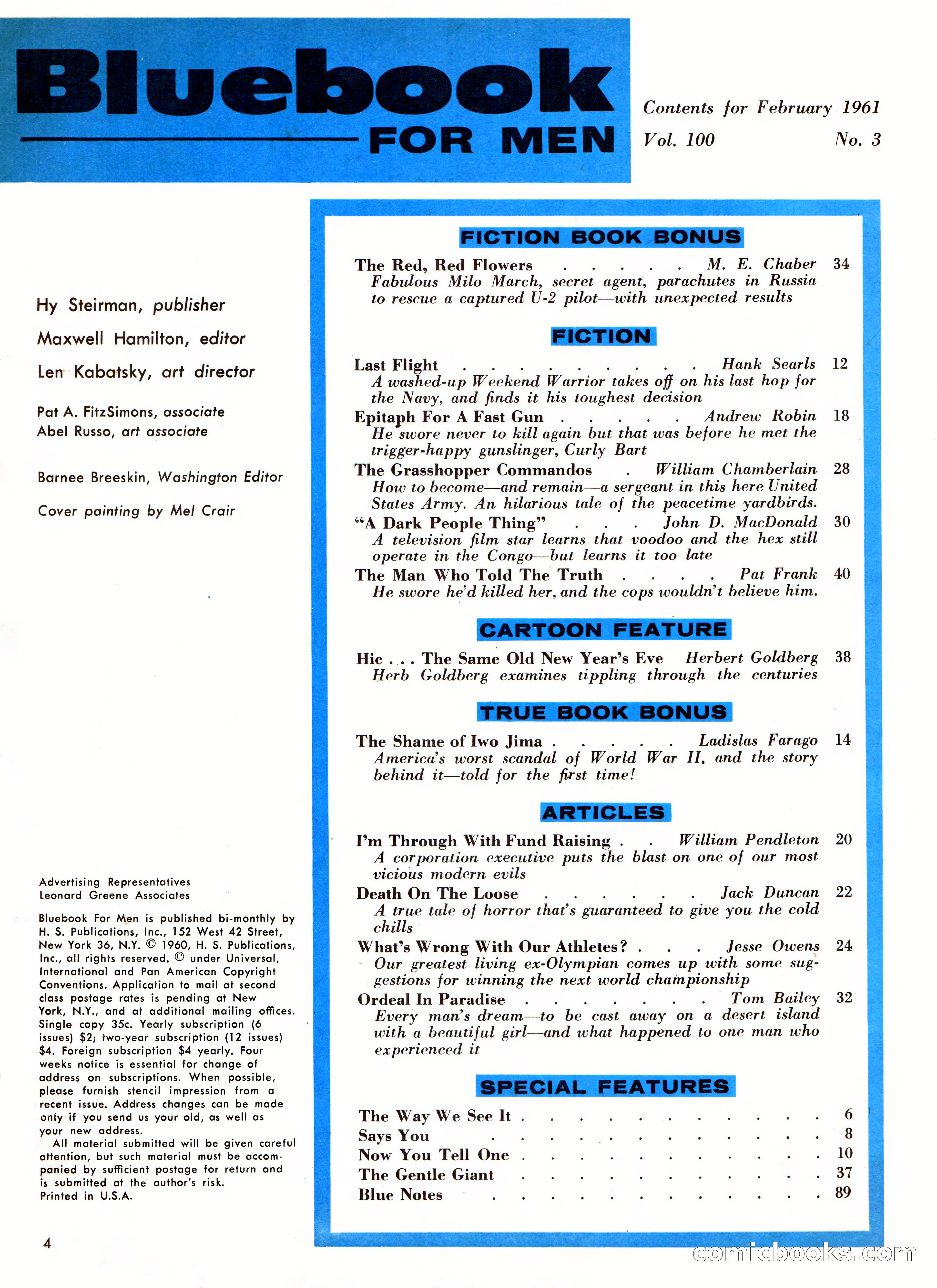 Bluebook for Men, February 1961 — page 4 of 92