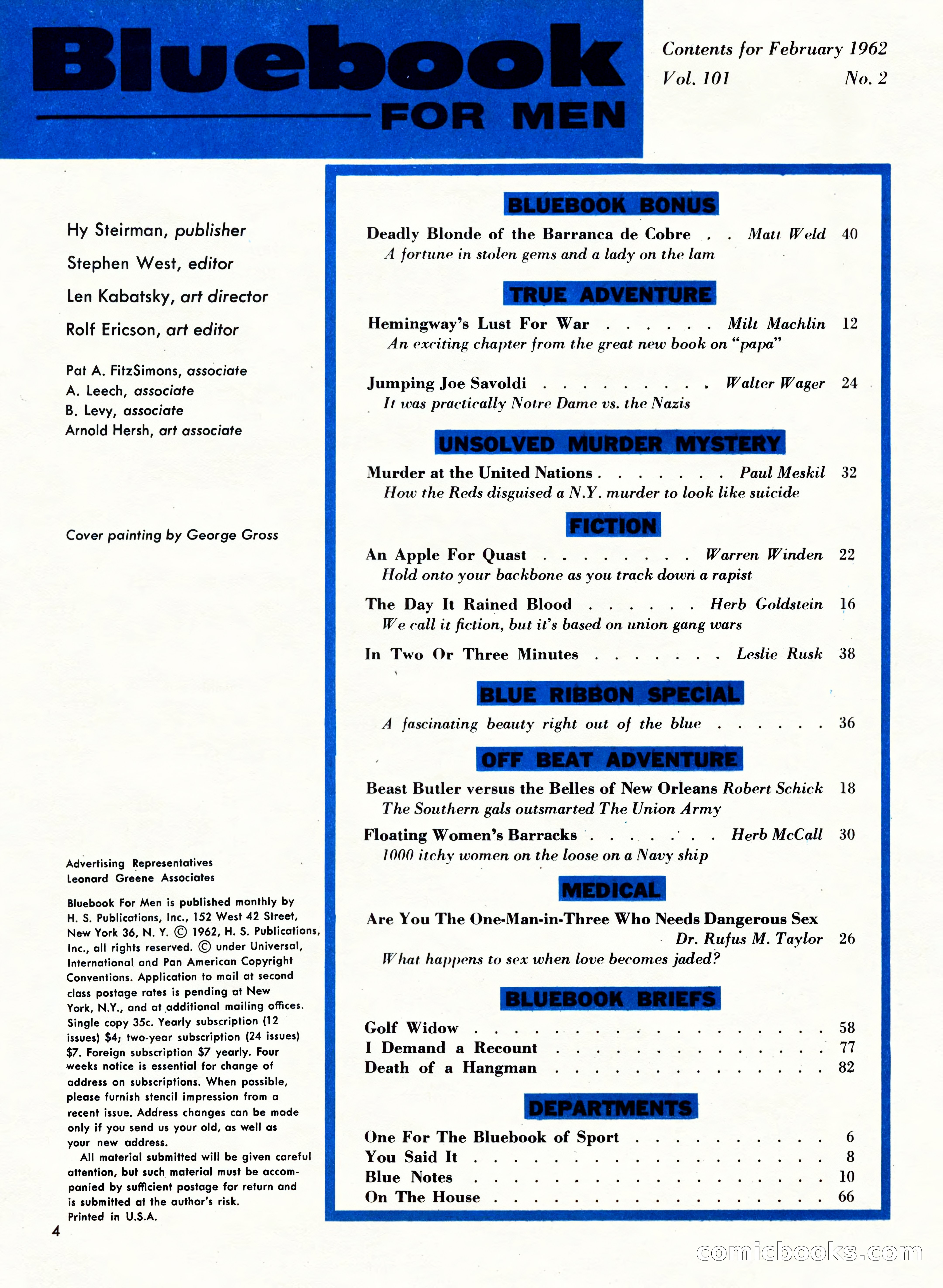 Bluebook for Men, February 1962 — page 4 of 92