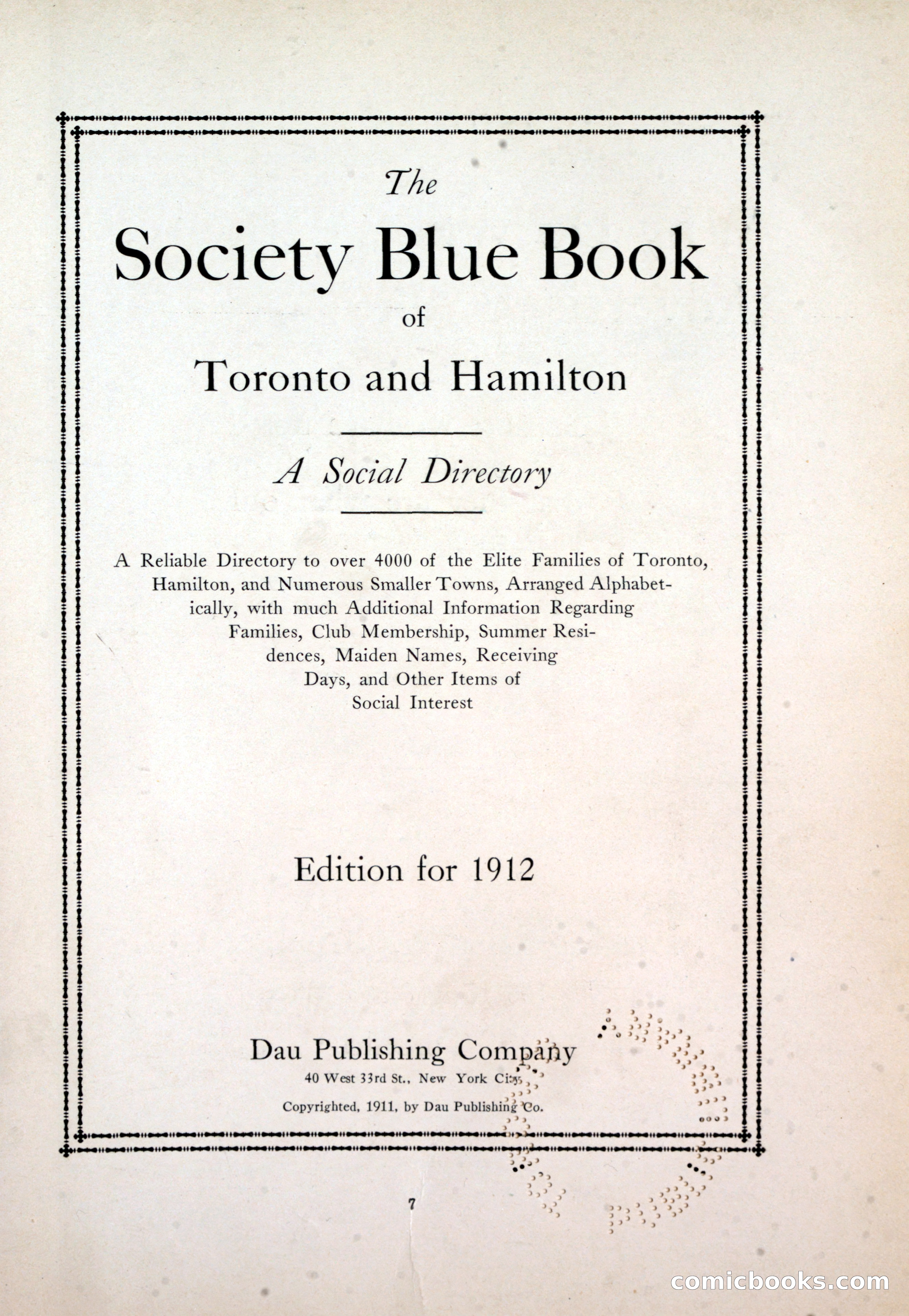Dau's Blue Book: Toronto and Hamilton Social Directory — page 7 of 214