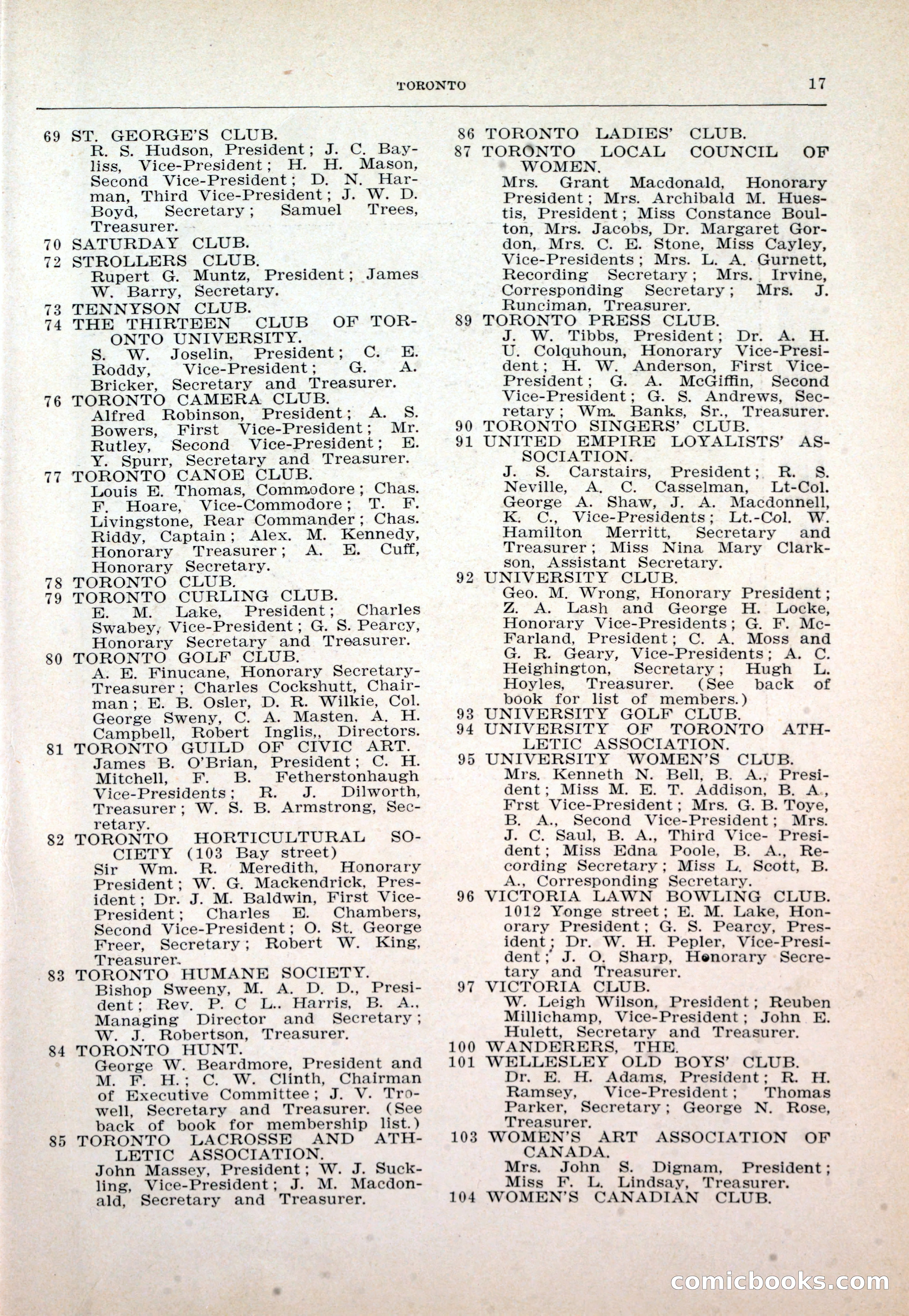 Dau's Blue Book: Toronto and Hamilton Social Directory — page 17 of 214