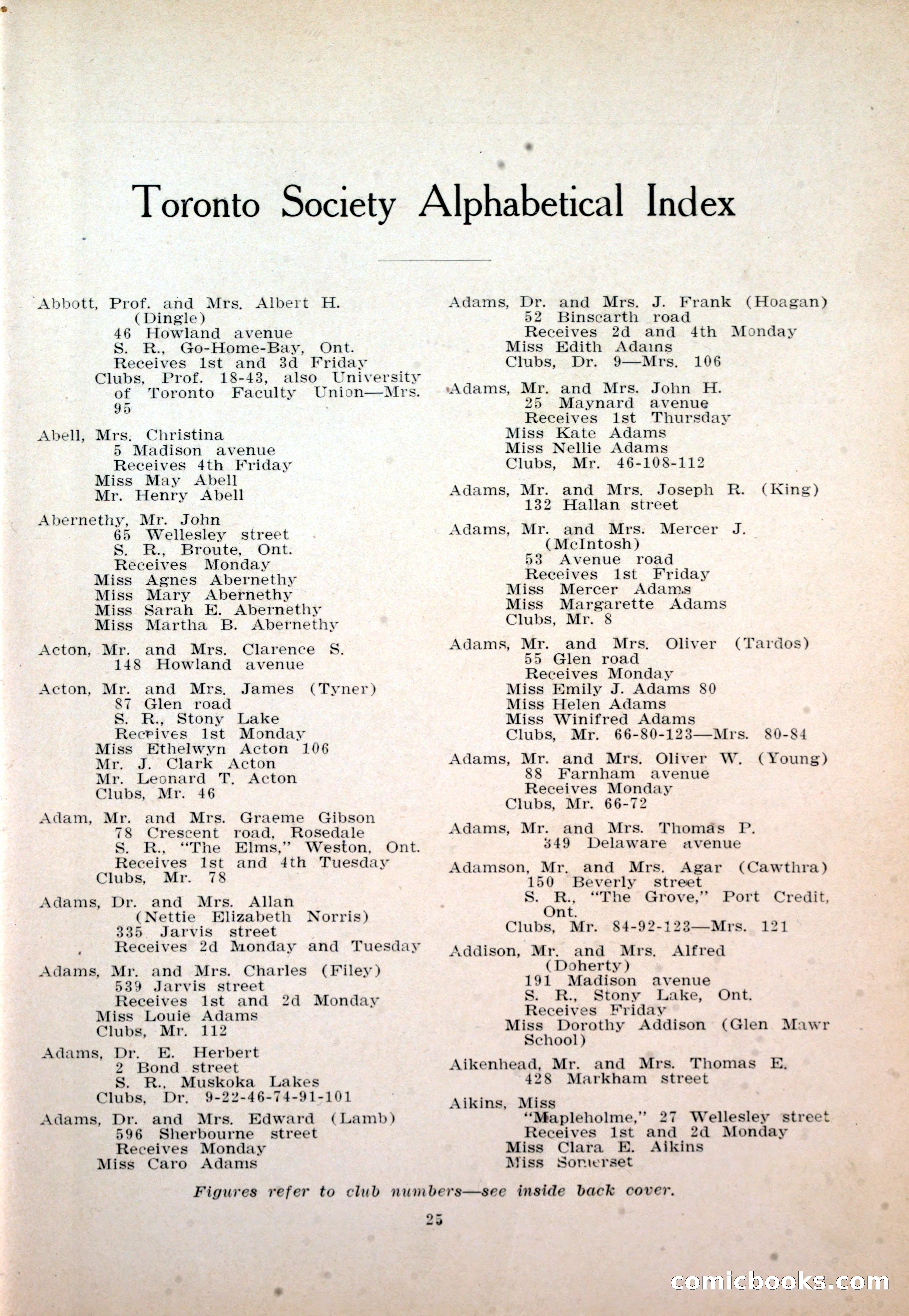 Dau's Blue Book: Toronto and Hamilton Social Directory — page 25 of 214