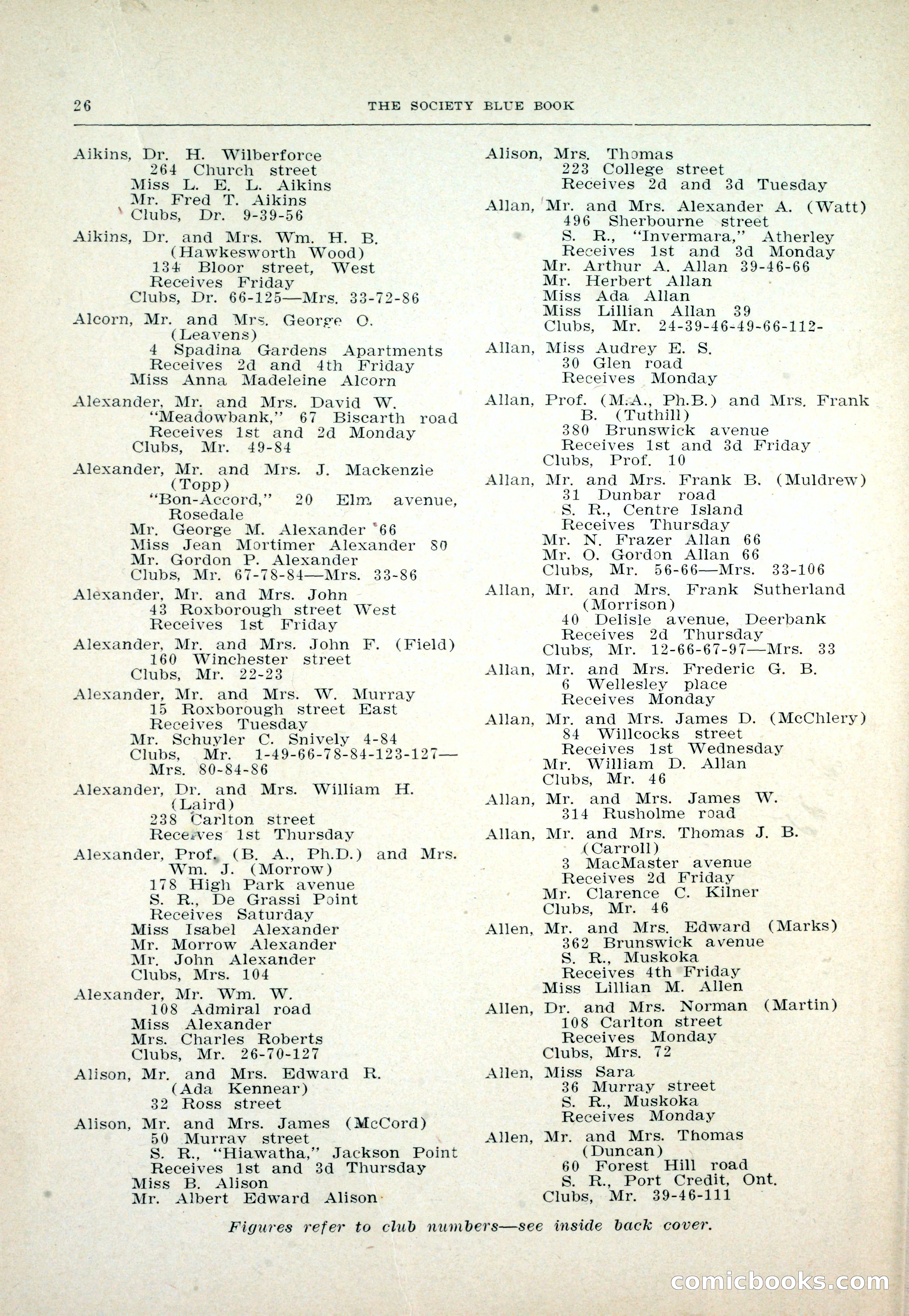Dau's Blue Book: Toronto and Hamilton Social Directory — page 26 of 214