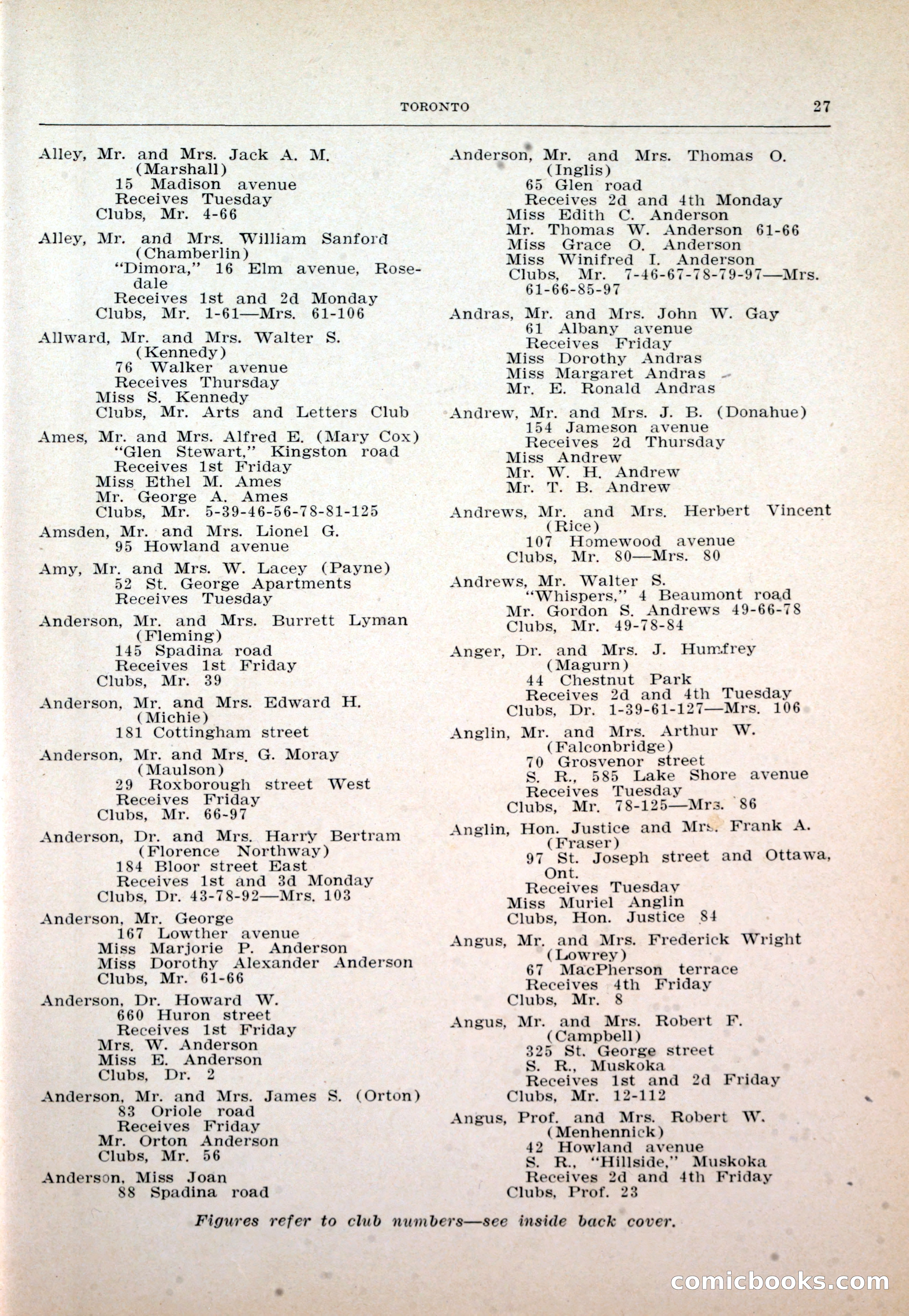 Dau's Blue Book: Toronto and Hamilton Social Directory — page 27 of 214