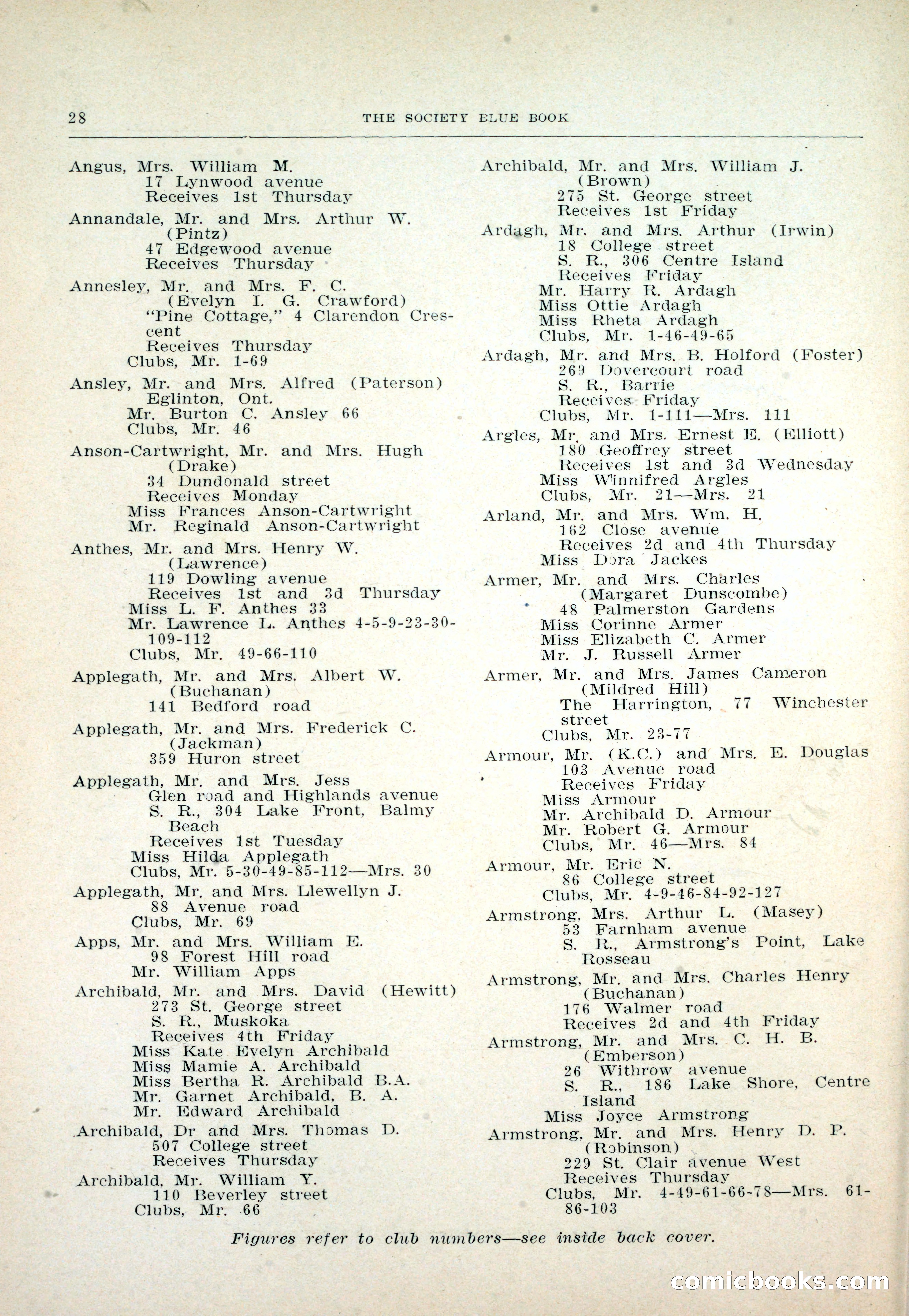 Dau's Blue Book: Toronto and Hamilton Social Directory — page 28 of 214