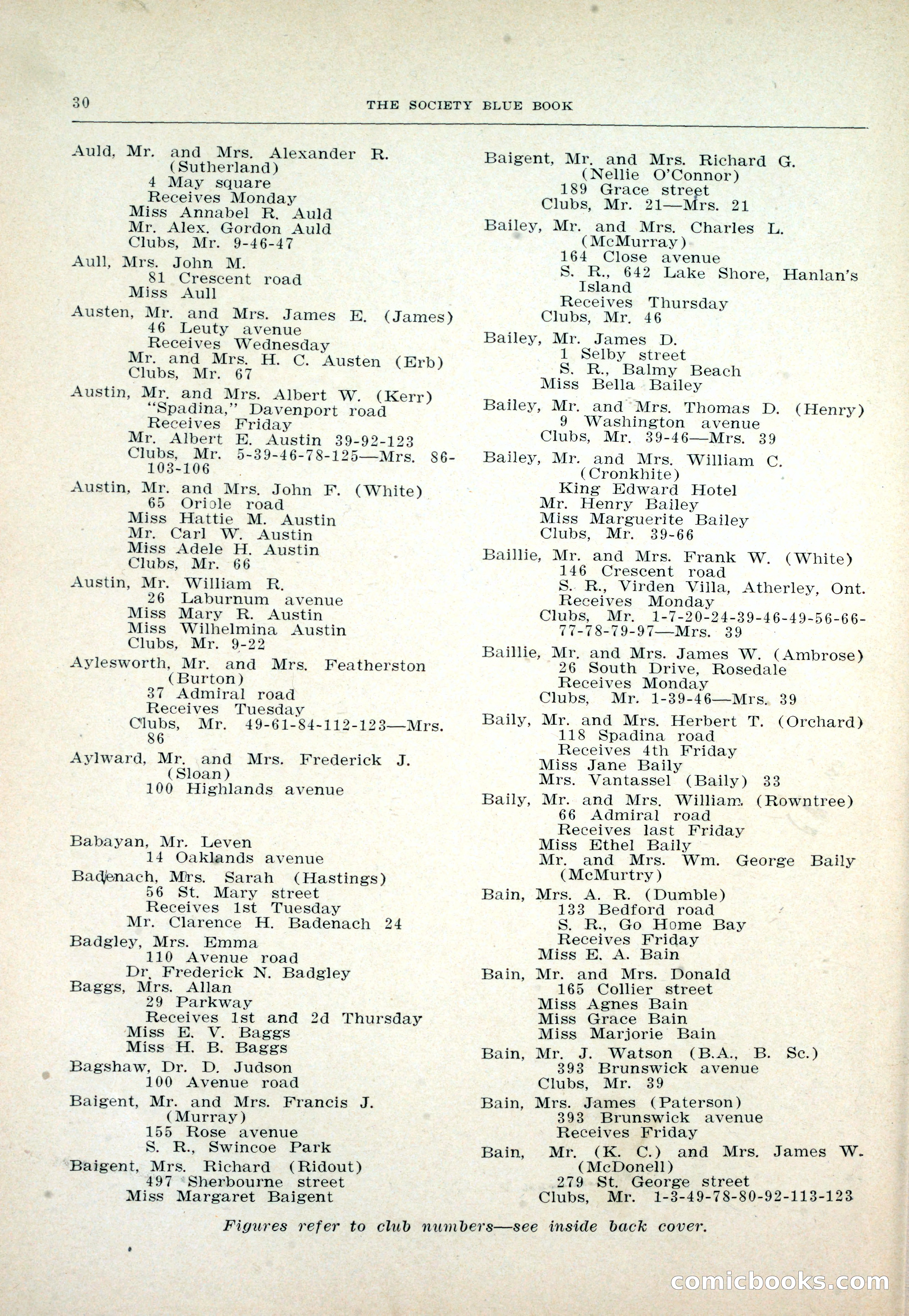 Dau's Blue Book: Toronto and Hamilton Social Directory — page 30 of 214