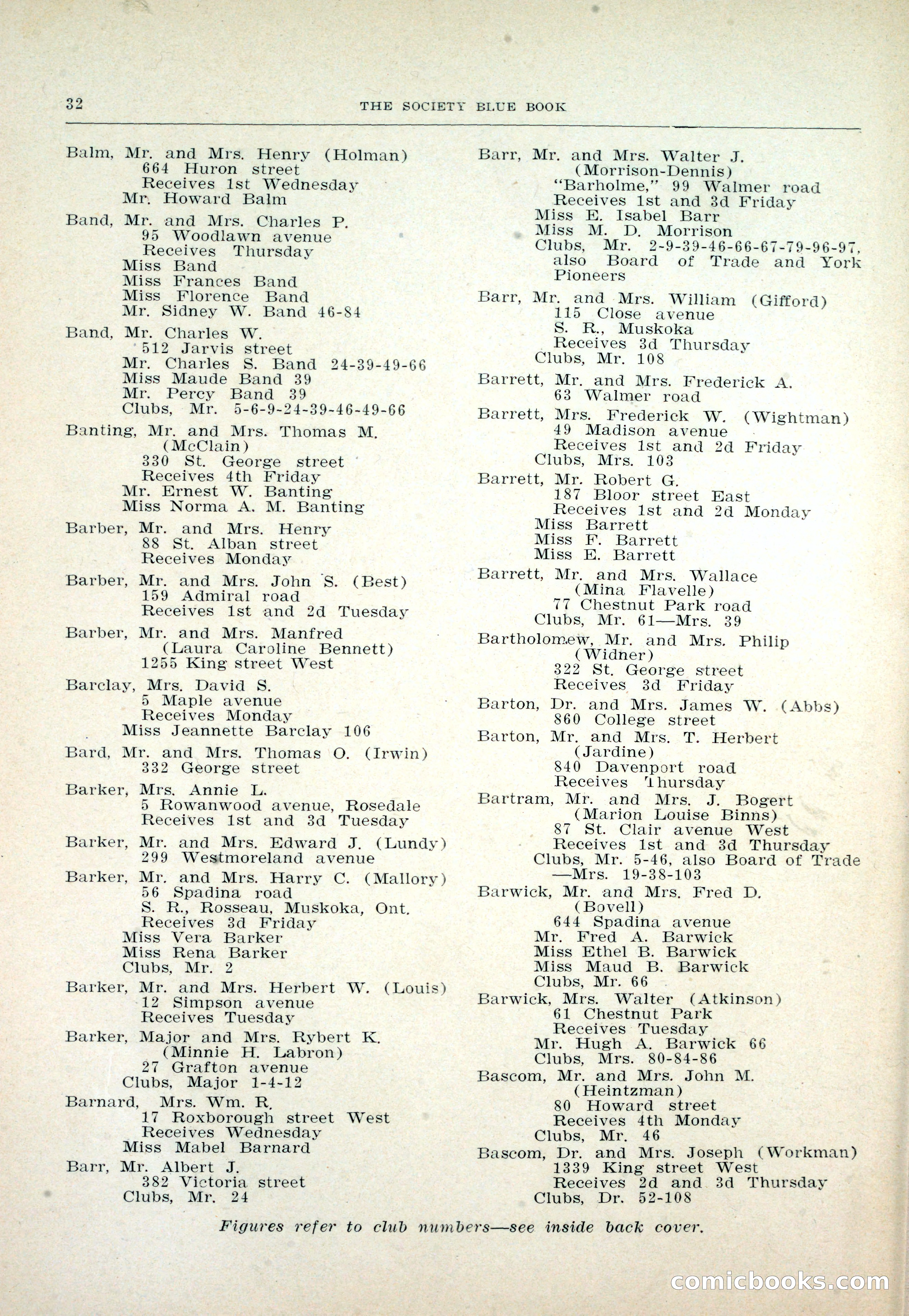 Dau's Blue Book: Toronto and Hamilton Social Directory — page 32 of 214