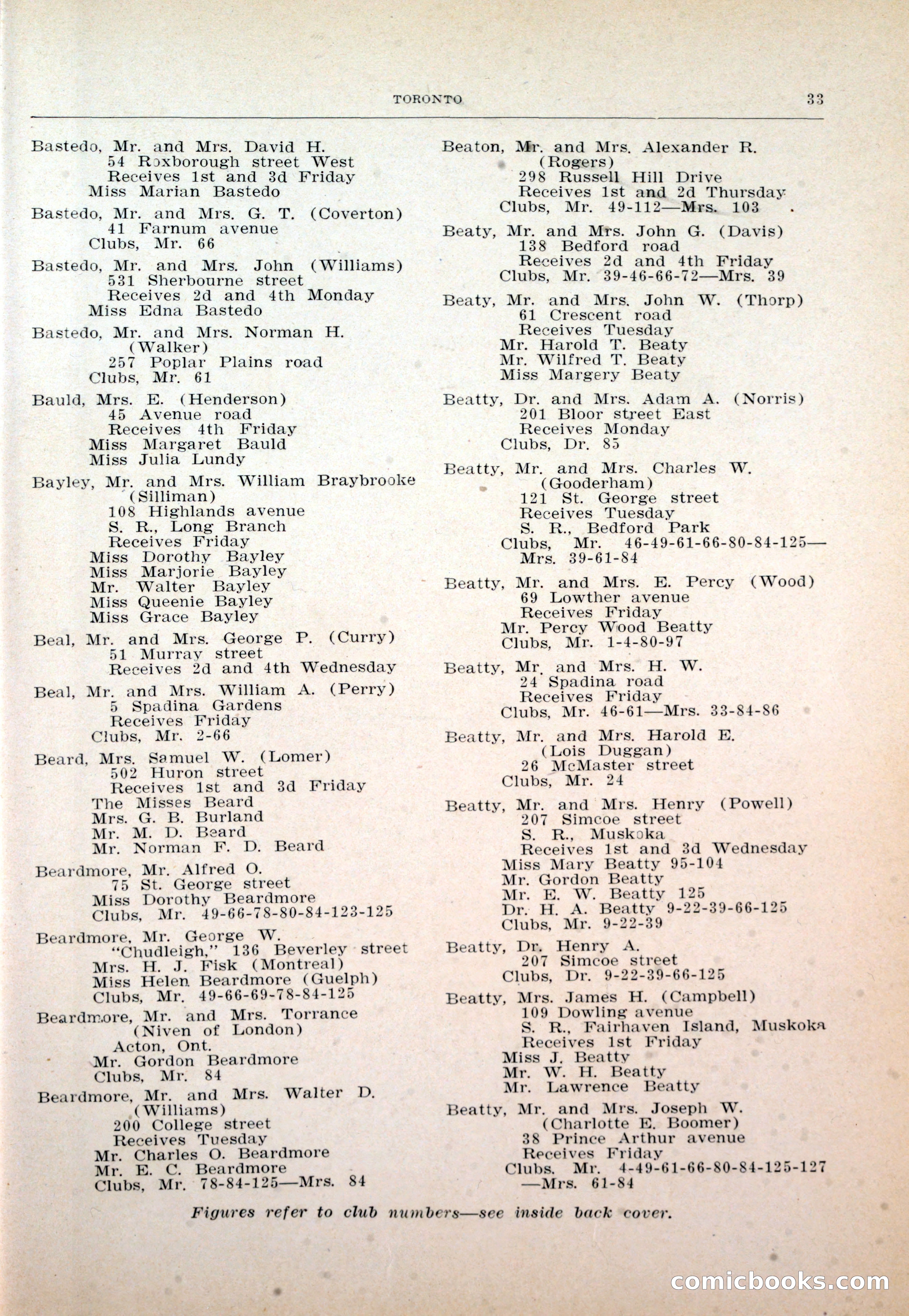 Dau's Blue Book: Toronto and Hamilton Social Directory — page 33 of 214