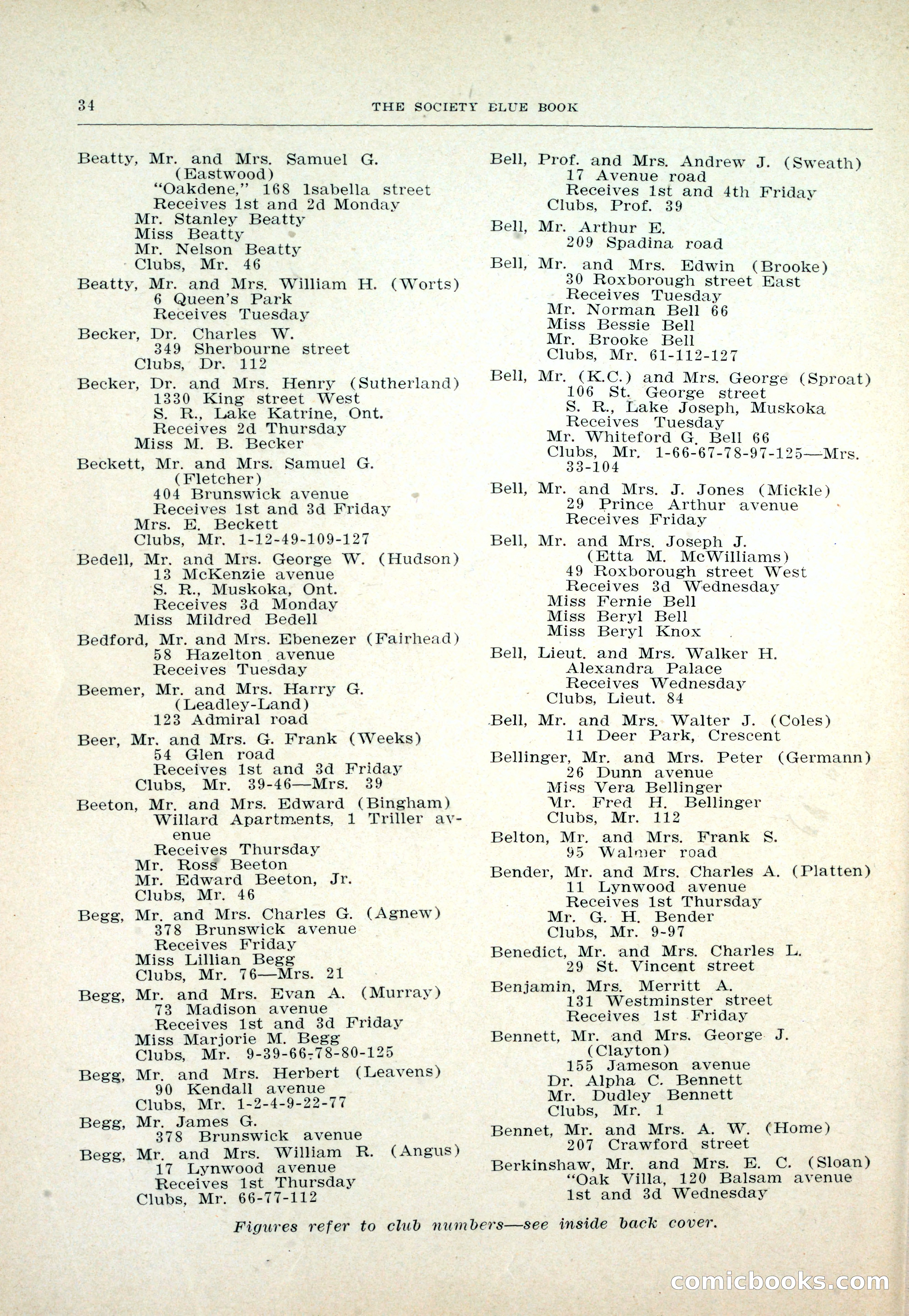 Dau's Blue Book: Toronto and Hamilton Social Directory — page 34 of 214